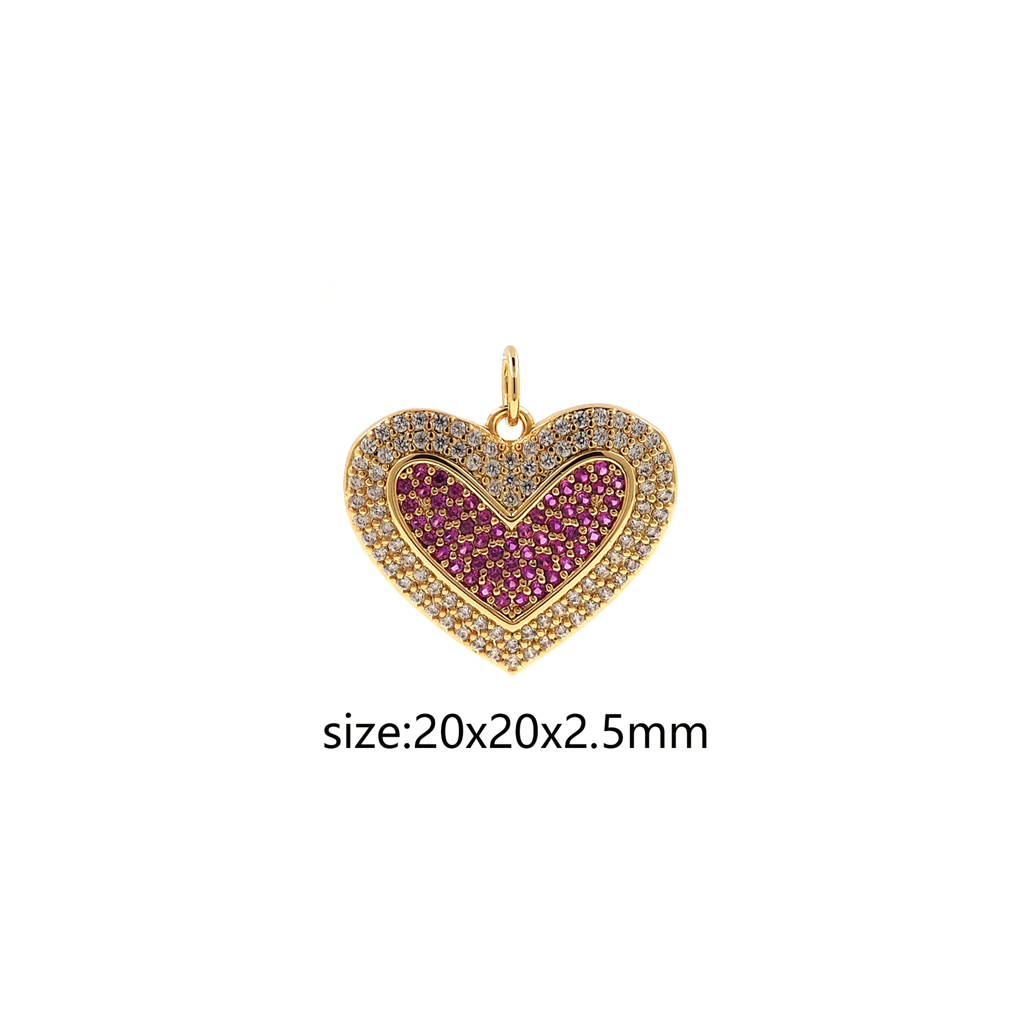 18K Gold Filled Heart Pendant,CZ Micro Pave Heart Charm Earrings Necklace for DIY Jewelry Making Supply