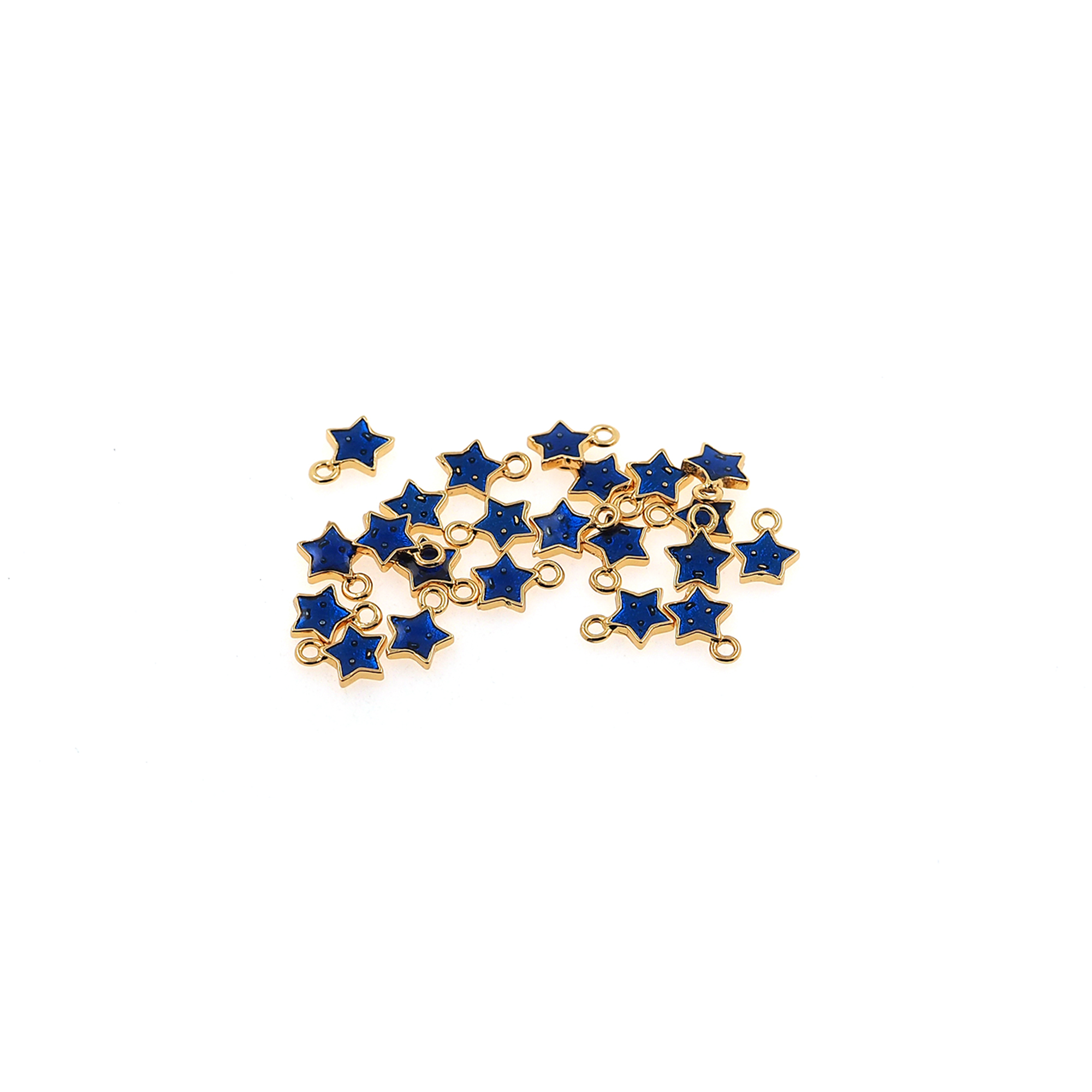 18K Gold Filled Star Pendant,Celestial Charm,Enamel Tiny Star Earrings Necklace for DIY Jewelry Making Supply