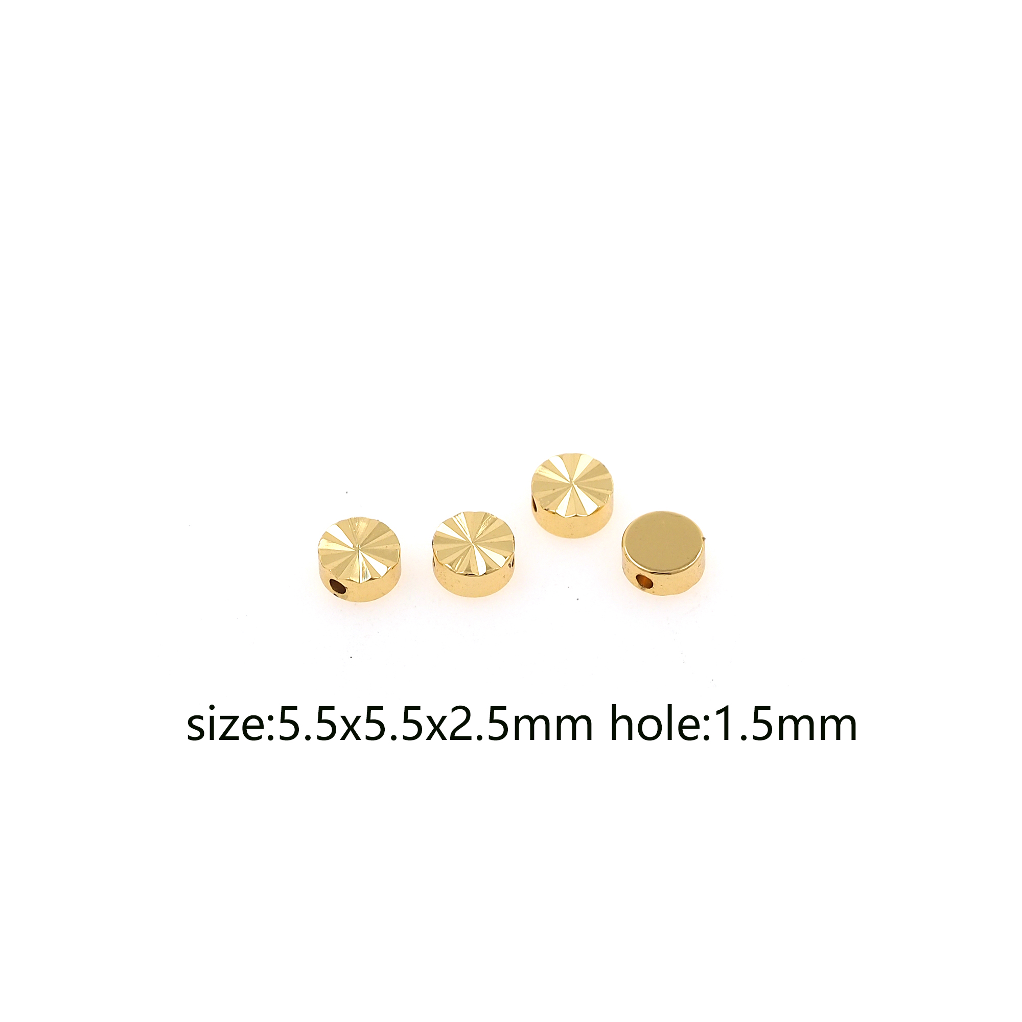 18K Gold Filled Round Spacer Beads,Flat Beads for Bracelet Jewelry Necklace Making Supply