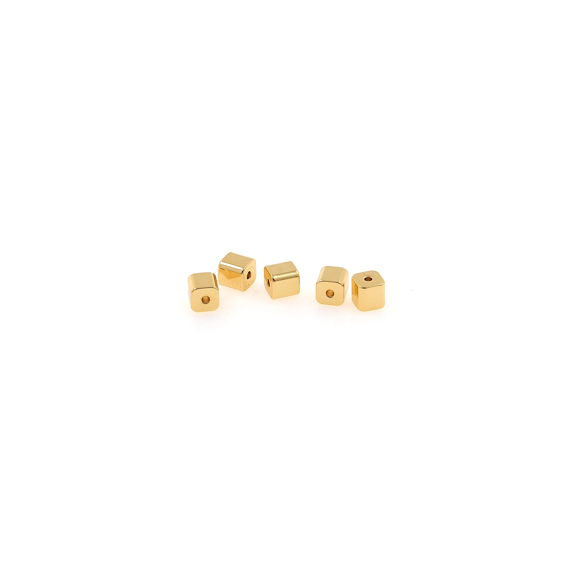 18K Gold Filled Square Spacer Beads,Cube Bead,Dainty Bead  for Bracelet Jewelry Necklace Making Supply