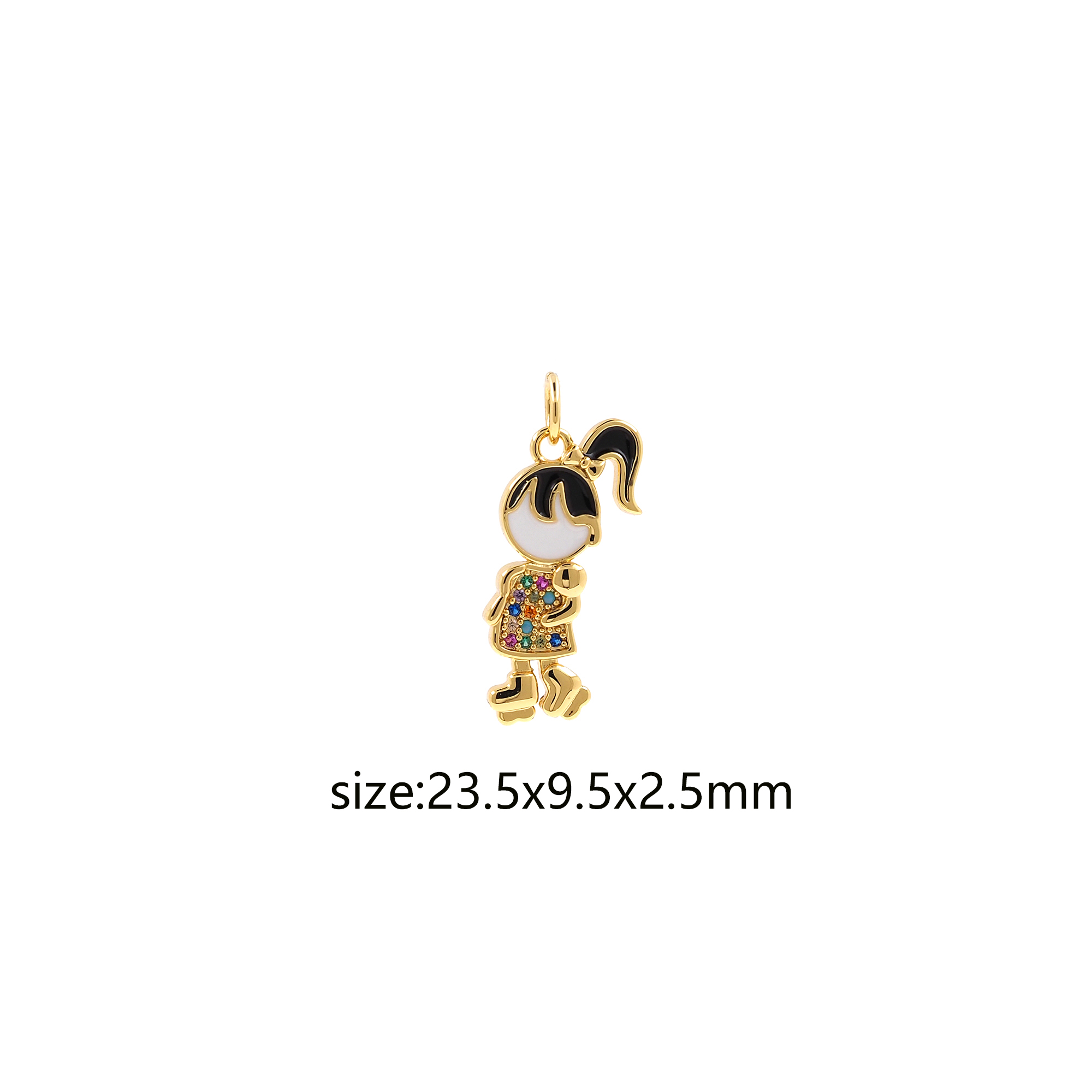 18K Gold Filled Girl Pendant,CZ Micro Pave Girl Charm Earrings Necklace for DIY Jewelry Making Supply