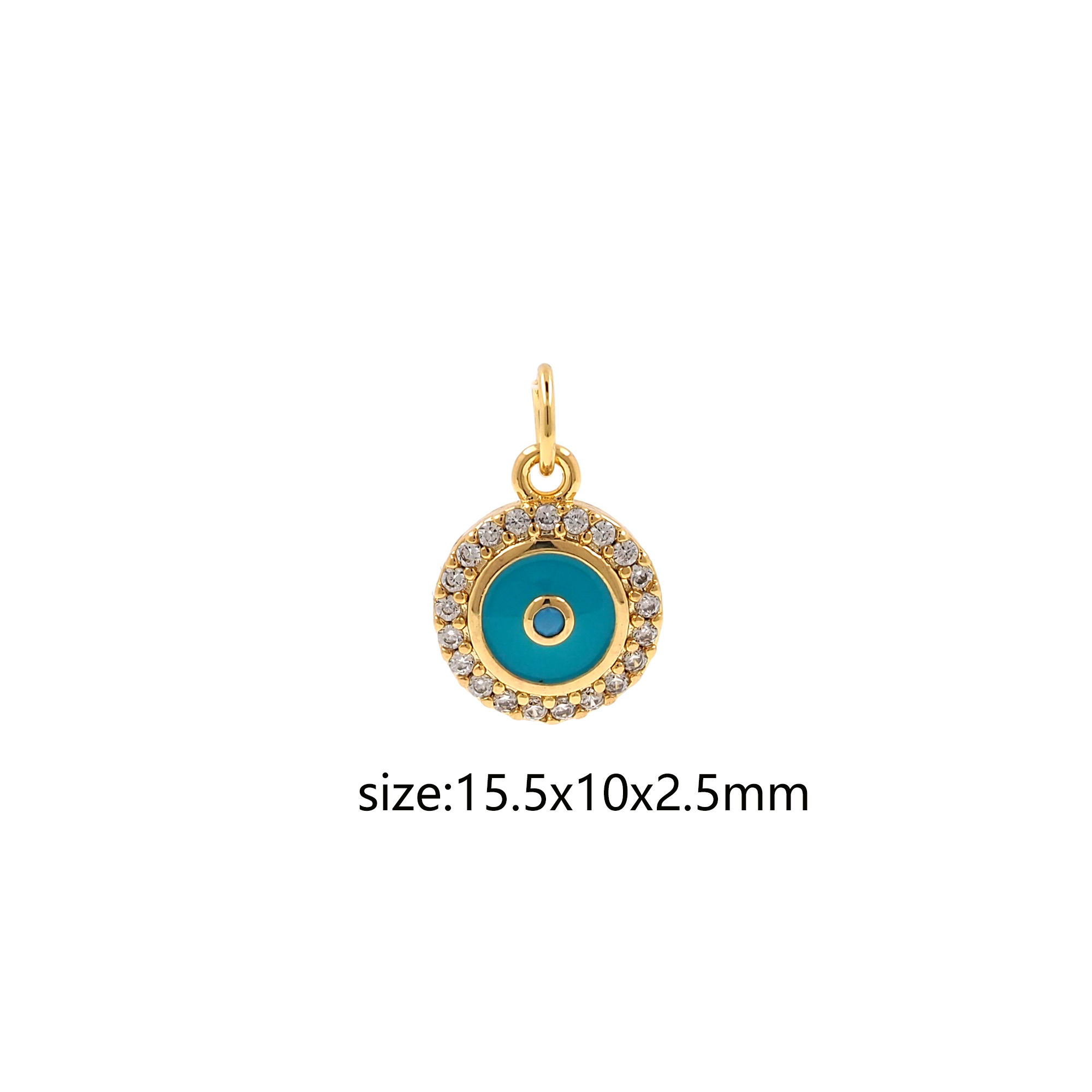 18K Gold Filled Evil Eye Pendant,CZ Micro Pave Evil Eye Charm Earrings Necklace for DIY Jewelry Making Supply