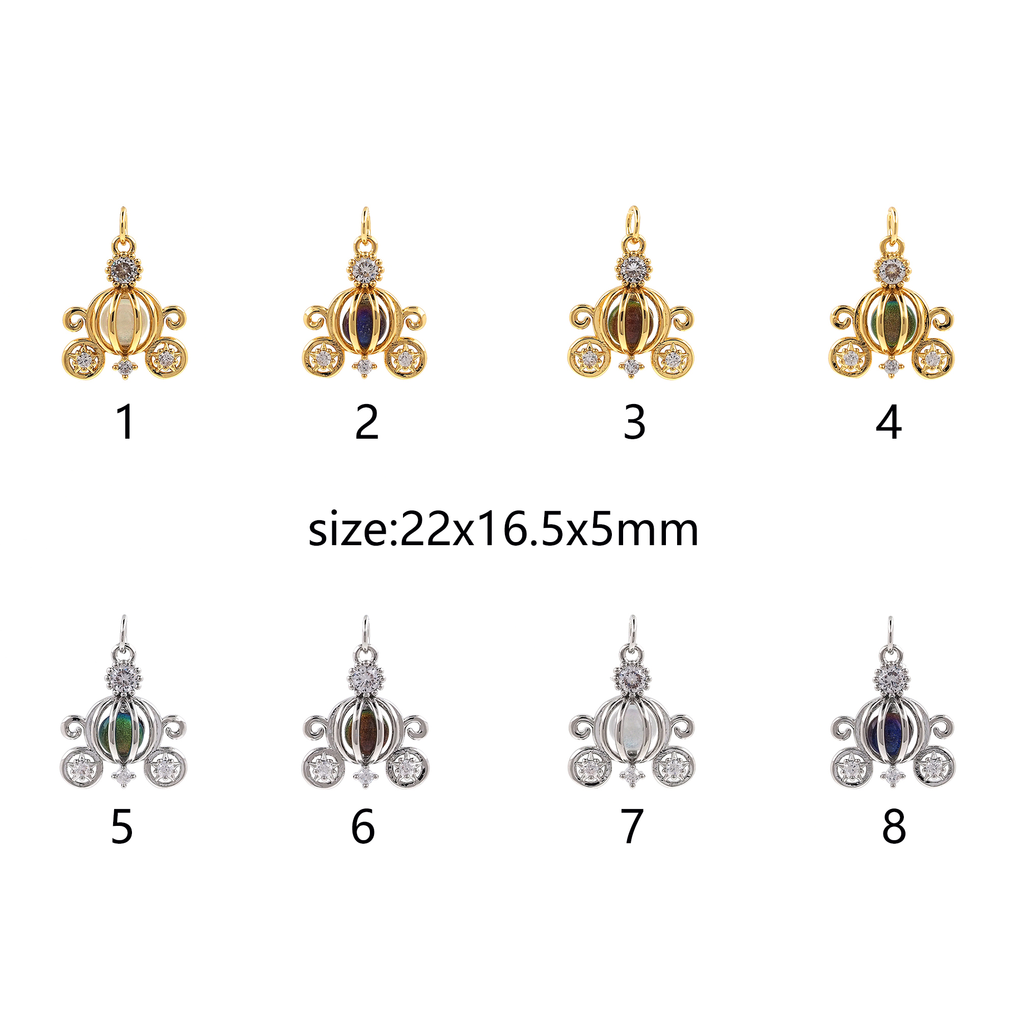 18K Gold Filled Pumpkin Car Pendant,CZ Micro Pave Pumpkin Car Charm Earrings Necklace for DIY Jewelry Making Supply