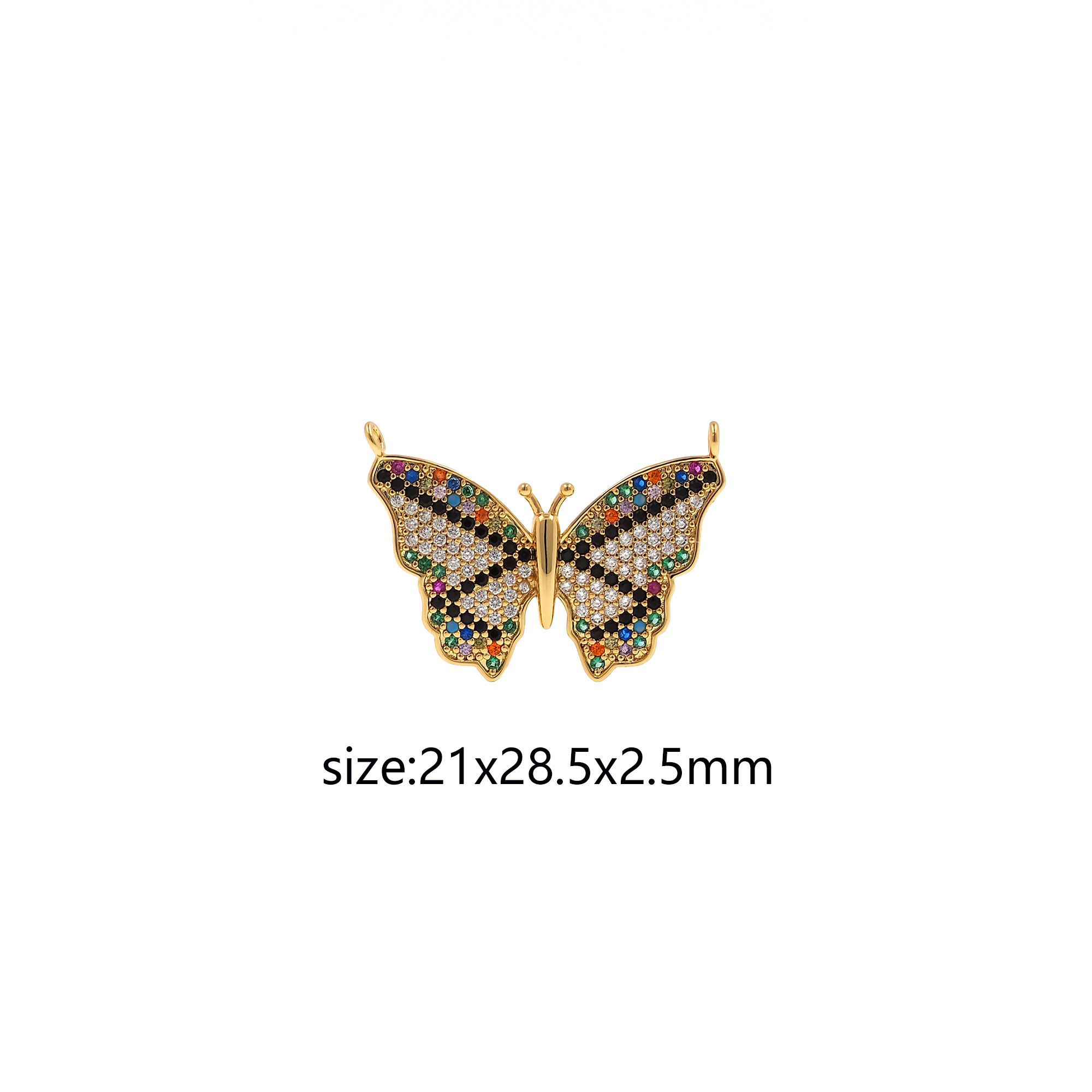 18K Gold Filled Butterfly Pendant,CZ Butterfly Charm Earrings Necklace for DIY Jewelry Making Supply