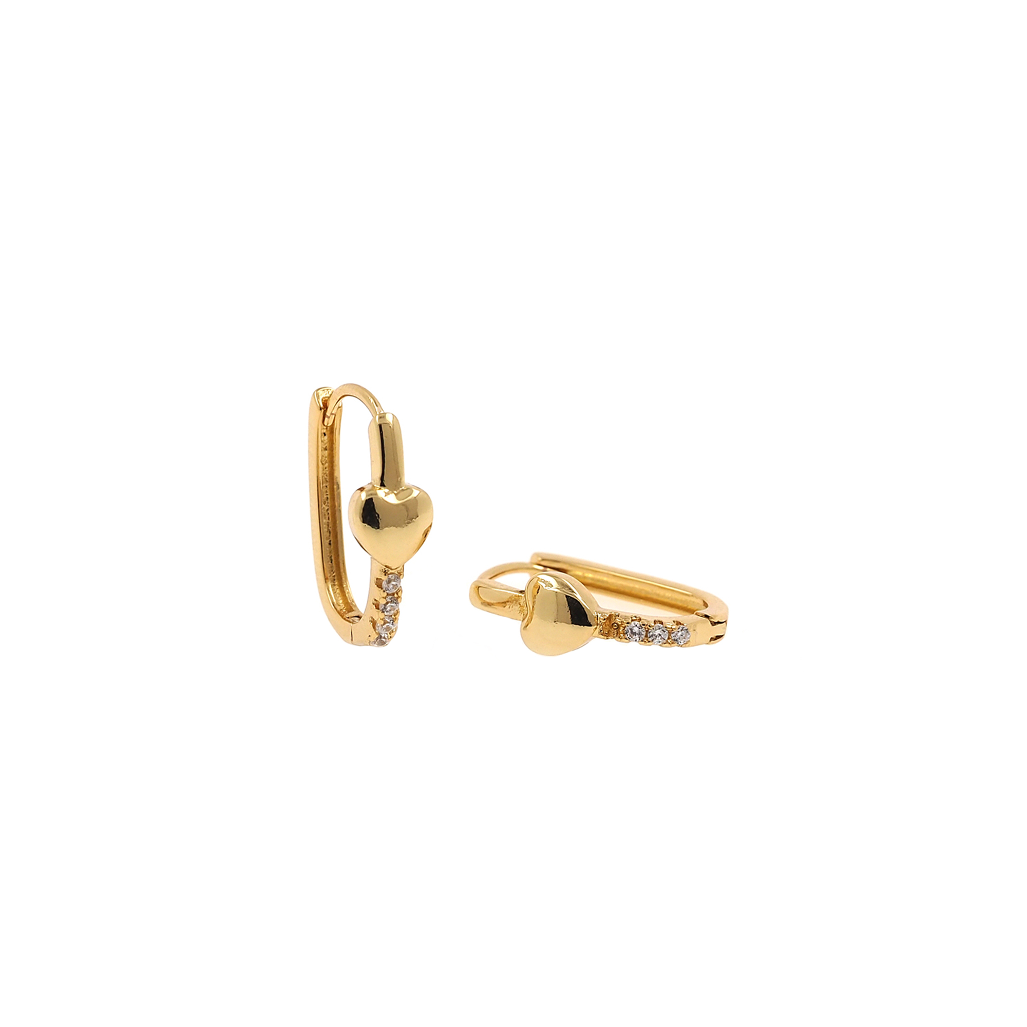 18K Gold Filled Heart Hoop Earrings,Dainty Zirconia Earrings,Gold Hoops,Dainty CZ Hoops Huggie