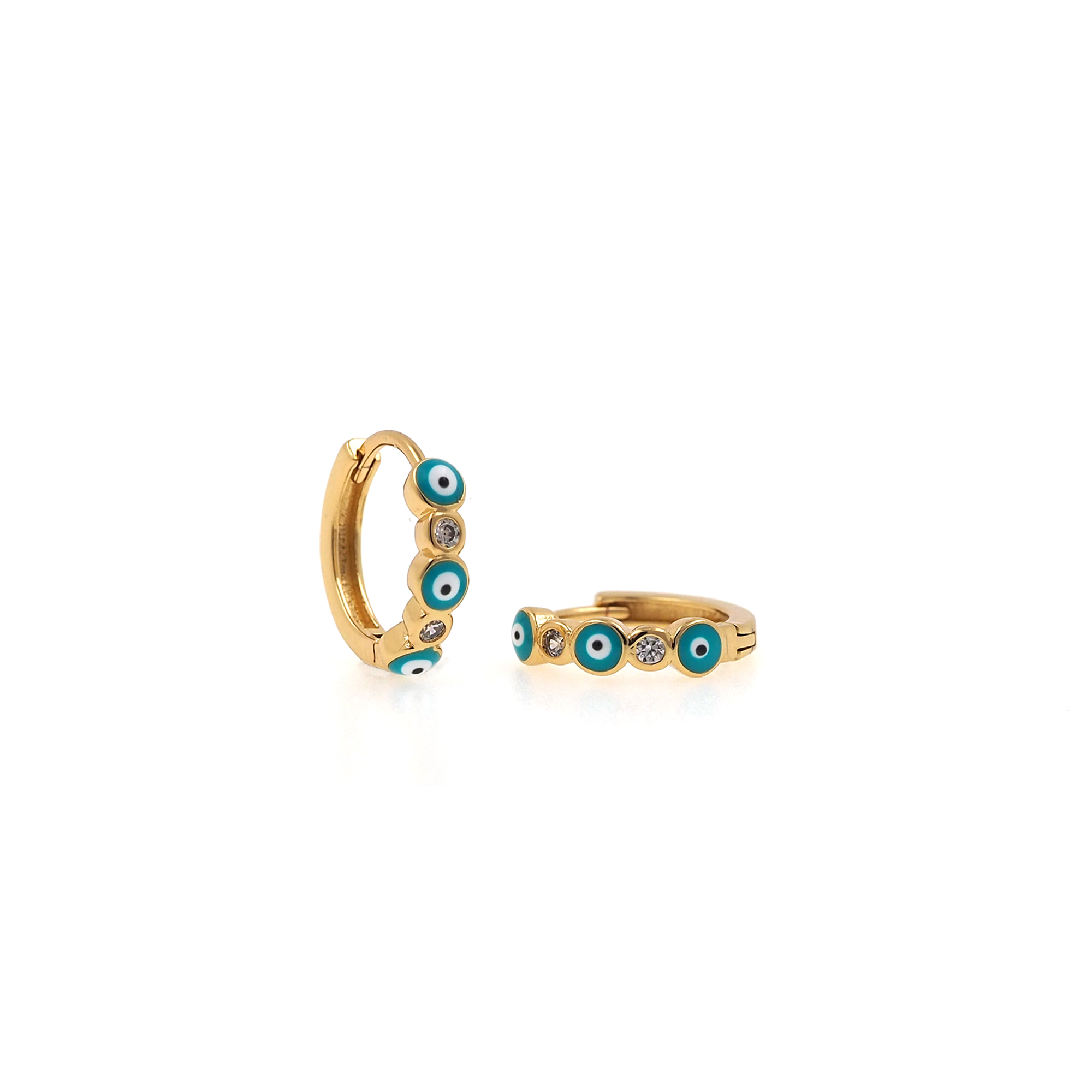 18K Gold Filled Evil Eye Hoops,CZ Earrings,Evil Eye Enamel Earrings,Gold Hoop Earrings,Huggie Earrings