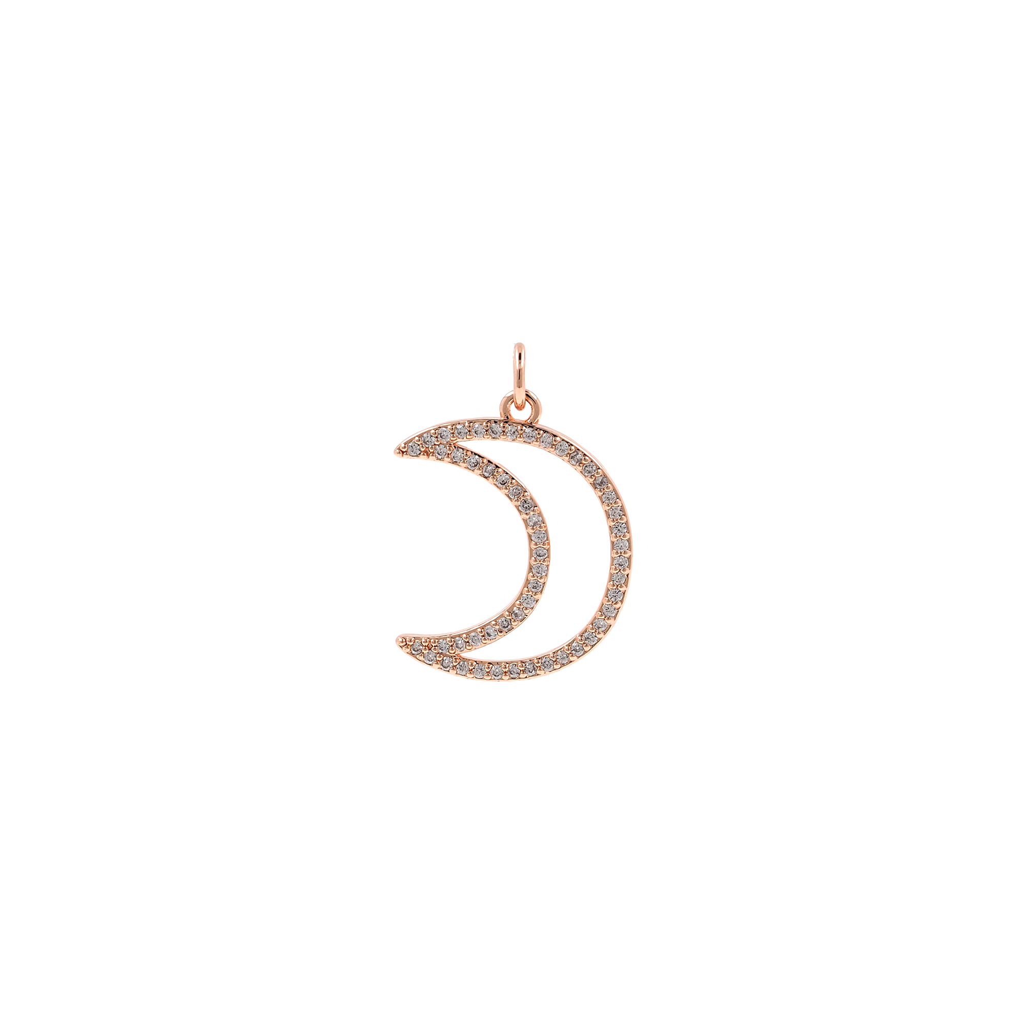 18K Gold Filled Moon Pendant,Celestial Charm,CZ Micro Pave Tiny Moon Earrings Necklace for DIY Jewelry Making Supply