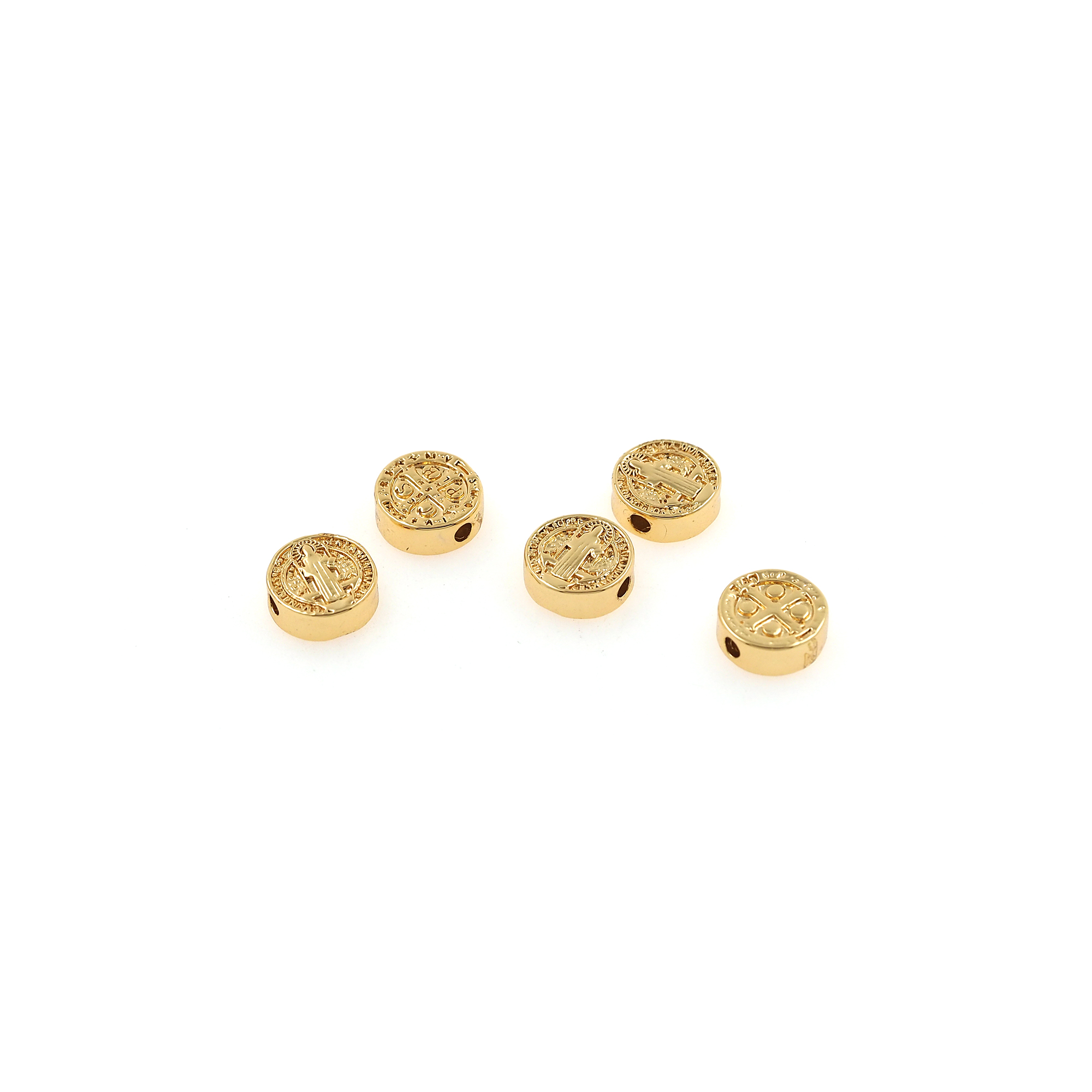 18K Gold Filled Benedict Spacer Beads,Religious Bead,Dainty Benedict Bead  for Bracelet Jewelry Necklace Making Supply