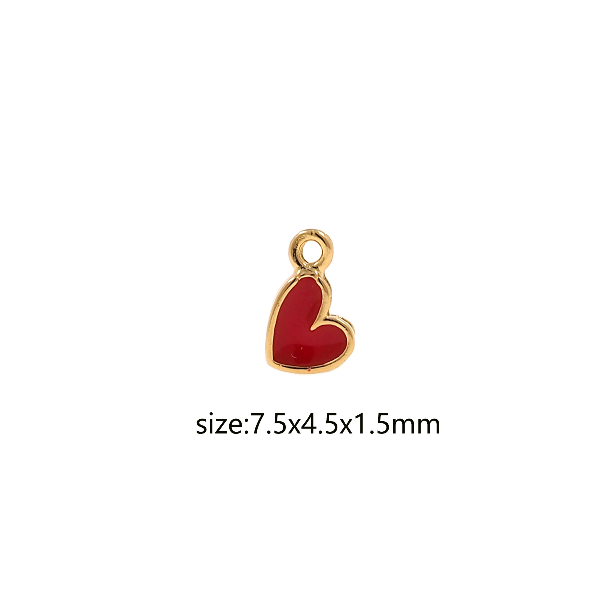 18K Gold Filled Heart Pendant,Enamel Heart Charm Earrings Necklace for DIY Jewelry Making Supply