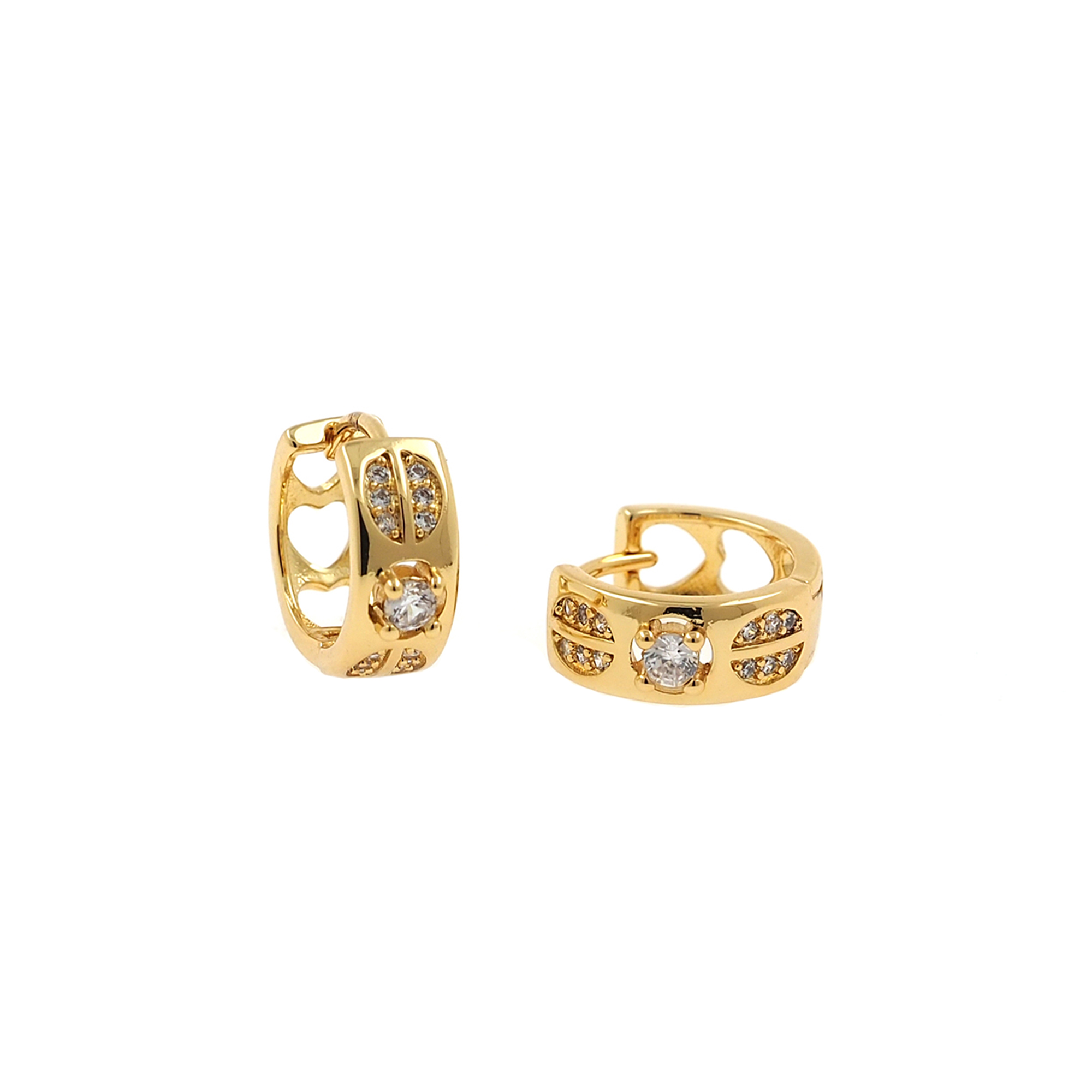 18K Gold Filled Heart Hoop Earrings,Dainty Zirconia Earrings,Gold Hoops,Dainty CZ Hoops Huggie