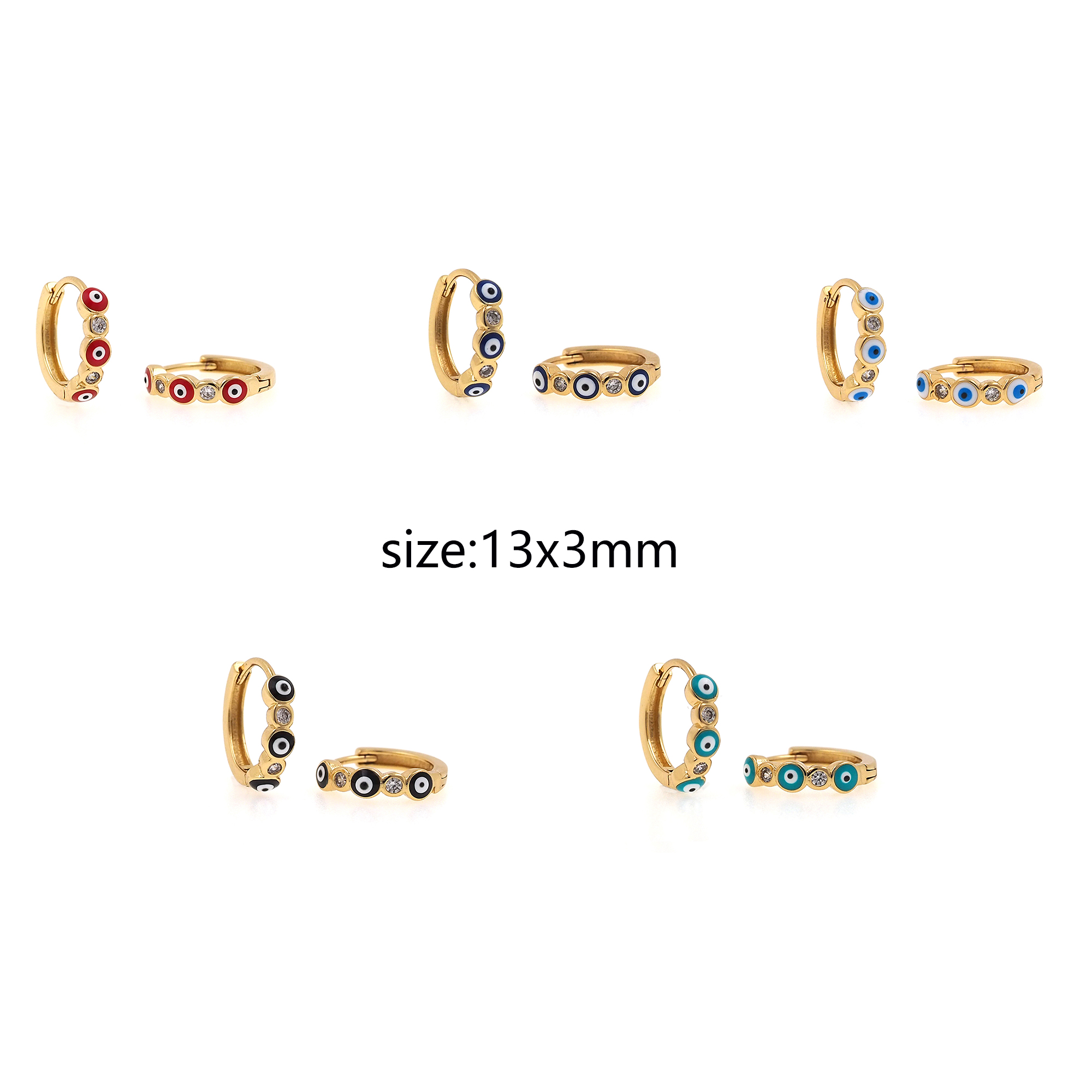 18K Gold Filled Evil Eye Hoops,CZ Earrings,Evil Eye Enamel Earrings,Gold Hoop Earrings,Huggie Earrings