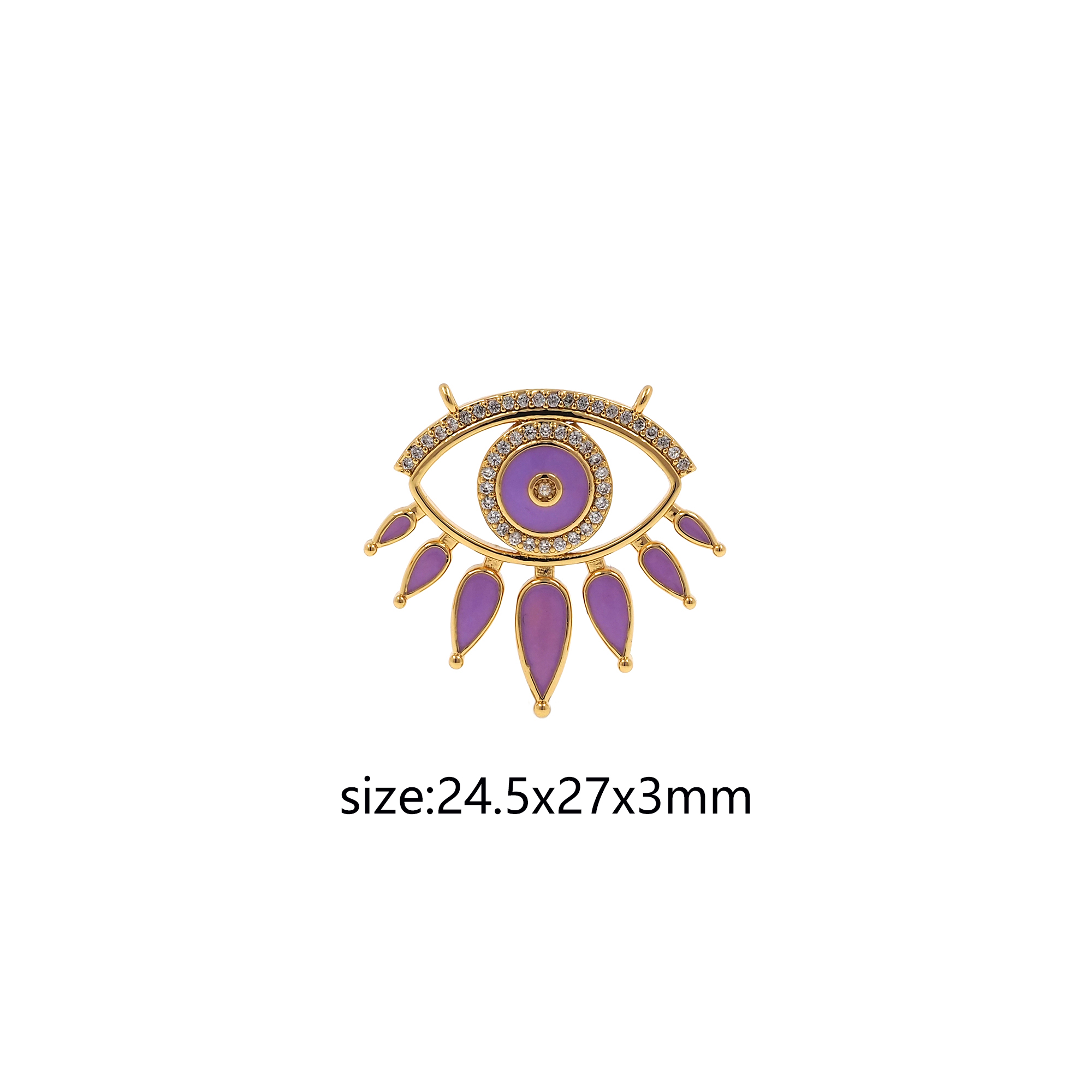 CZ Micro Pave Evil Eye Pendant,18K Gold Filled Enamel Evil Eye Charm Earrings Necklace for DIY Jewelry Making Supply