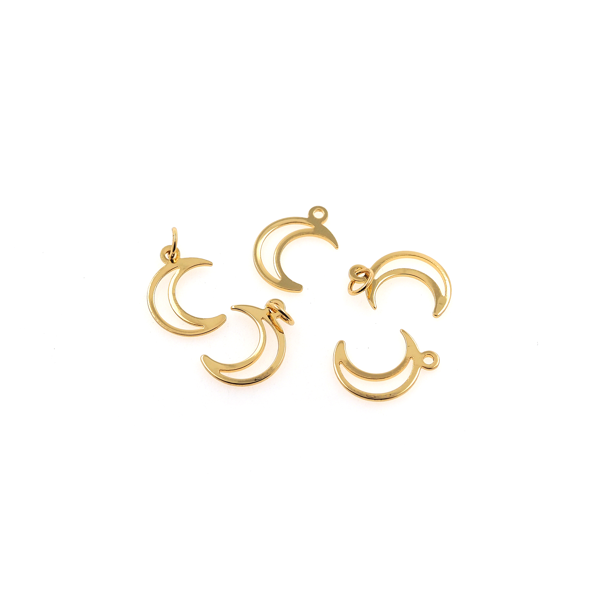 18K Gold Filled Moon Pendant,Celestial Charm,Tiny Moon Earrings Necklace for DIY Jewelry Making Supply