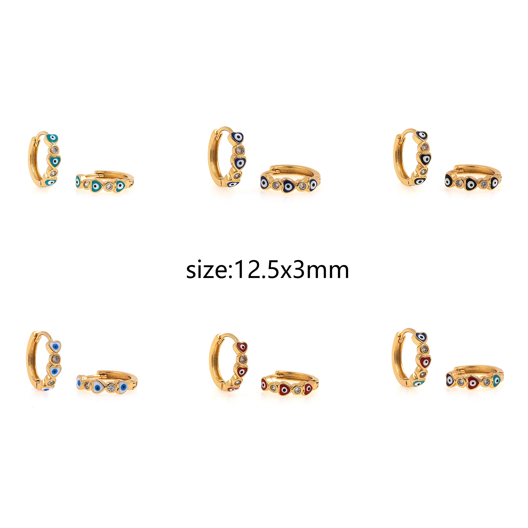 18K Gold Filled Evil Eye Hoops,Colorful Enamel Earrings,Heart Eye Enamel Earrings,Gold Hoop Earrings,Huggie Earrings
