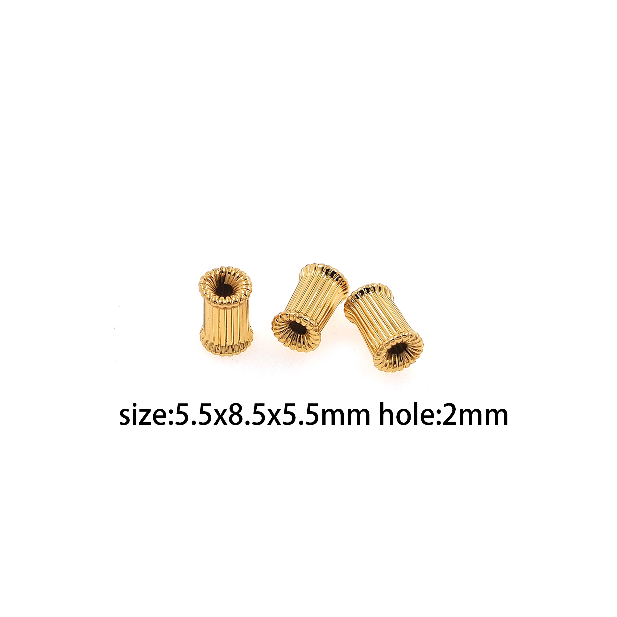 18K Gold Filled Cylinder Spacer Beads,Barrel Beads for Bracelet Jewelry Necklace Making Supply