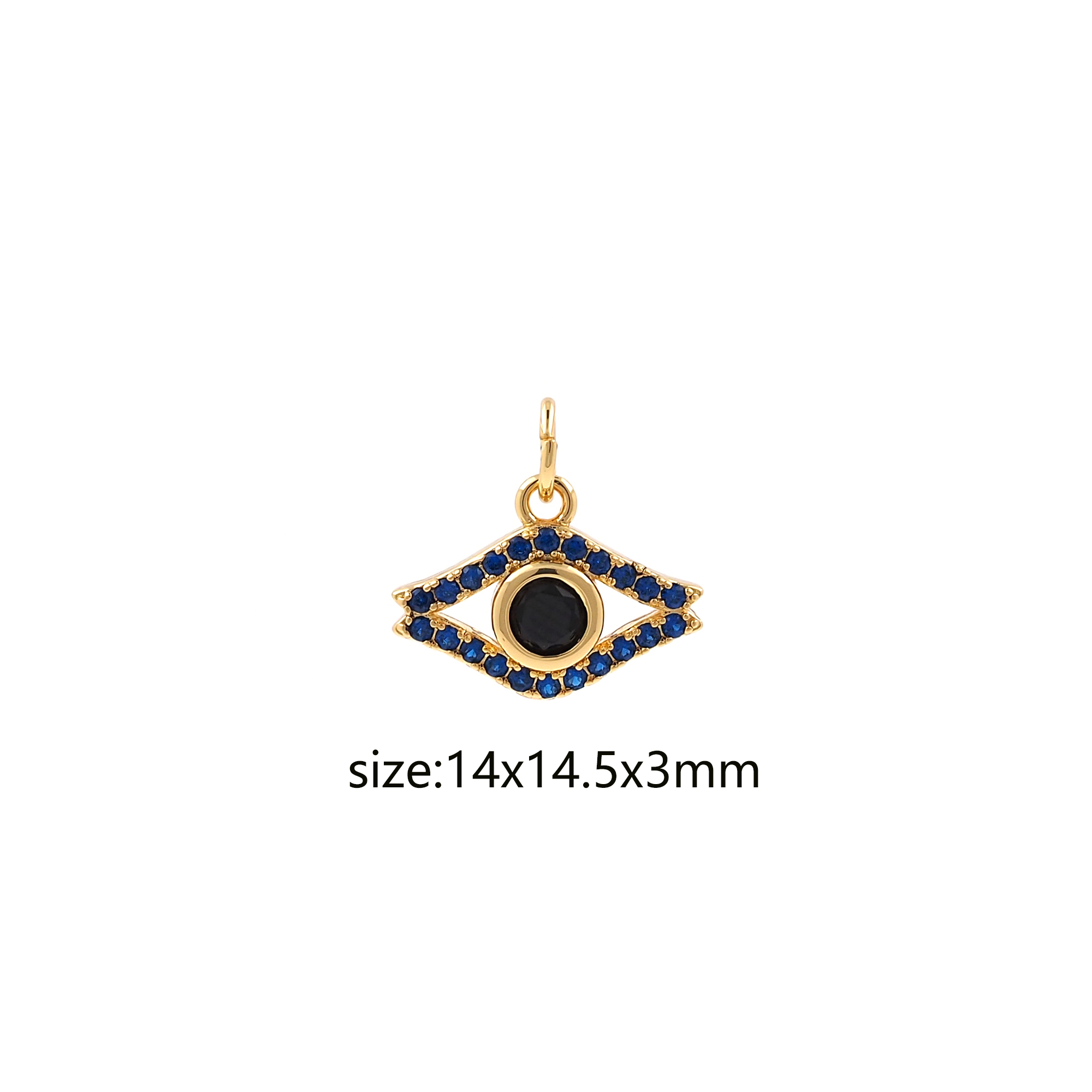 18K Gold Filled Evil Eye Pendant,CZ Micro Pave Amulet Charm Earrings Necklace for DIY Jewelry Making Supply