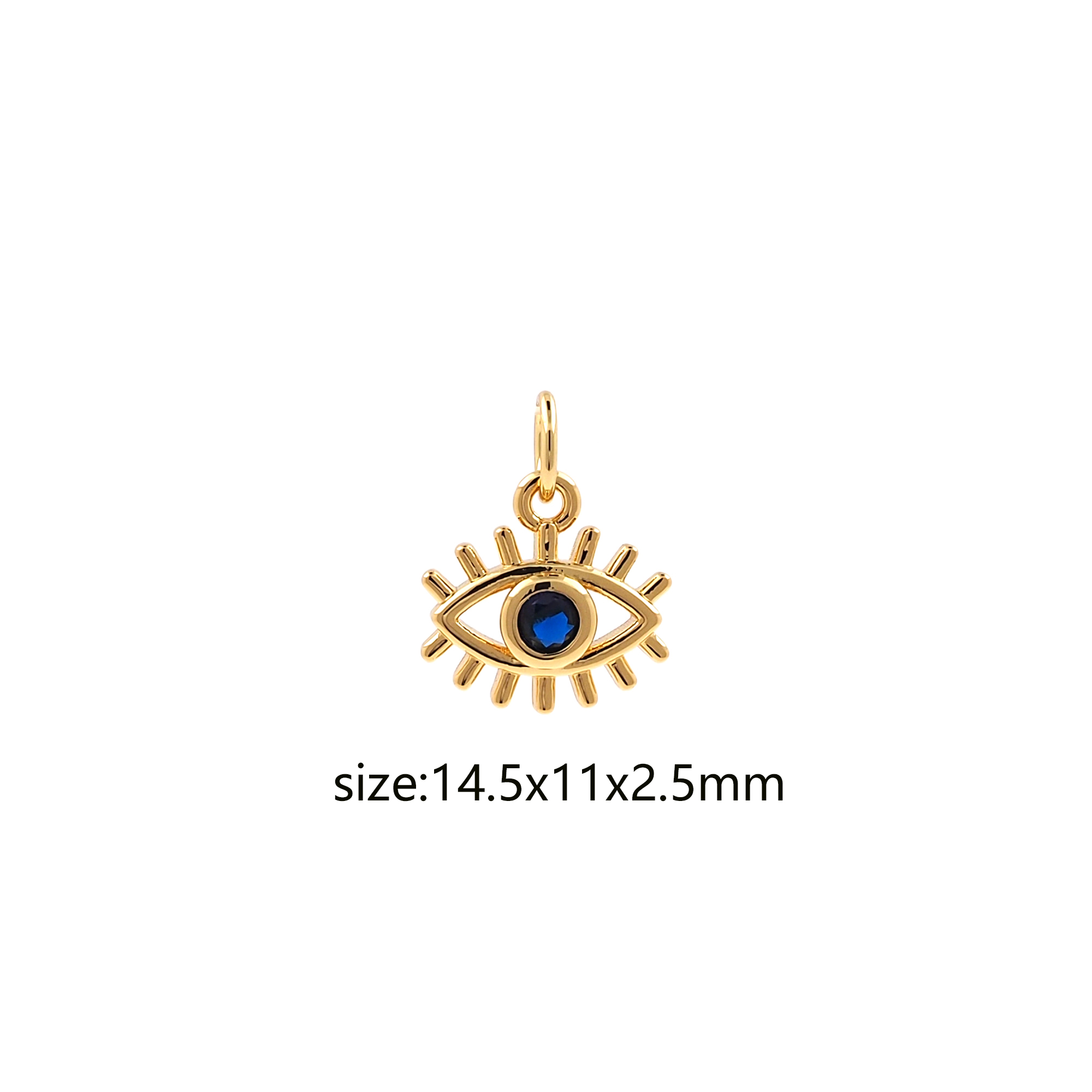 18K Gold Filled Evil Eye Pendant,Amulet Charm,CZ Micro Pave Evil Eye Earrings Necklace for DIY Jewelry Making Supply