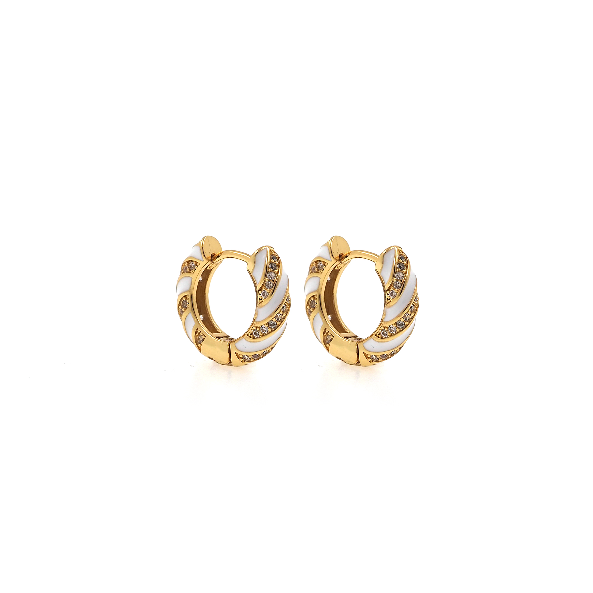 18K Gold Filled Twist Hoop Earrings,Enamel Hoops,Dainty Zirconia Earrings,Gold Hoops,Dainty CZ Hoops Huggie