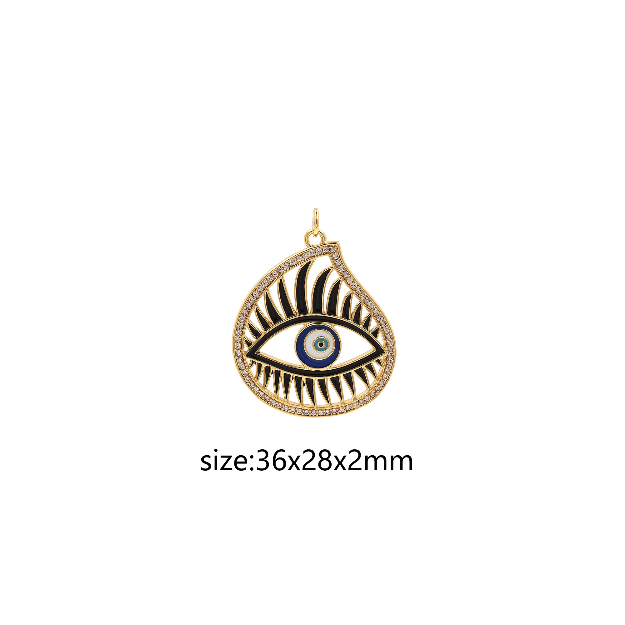 18K Gold Filled Amulet Pendant,Enamel Evil Eye Charm Earrings Necklace for DIY Jewelry Making Supply