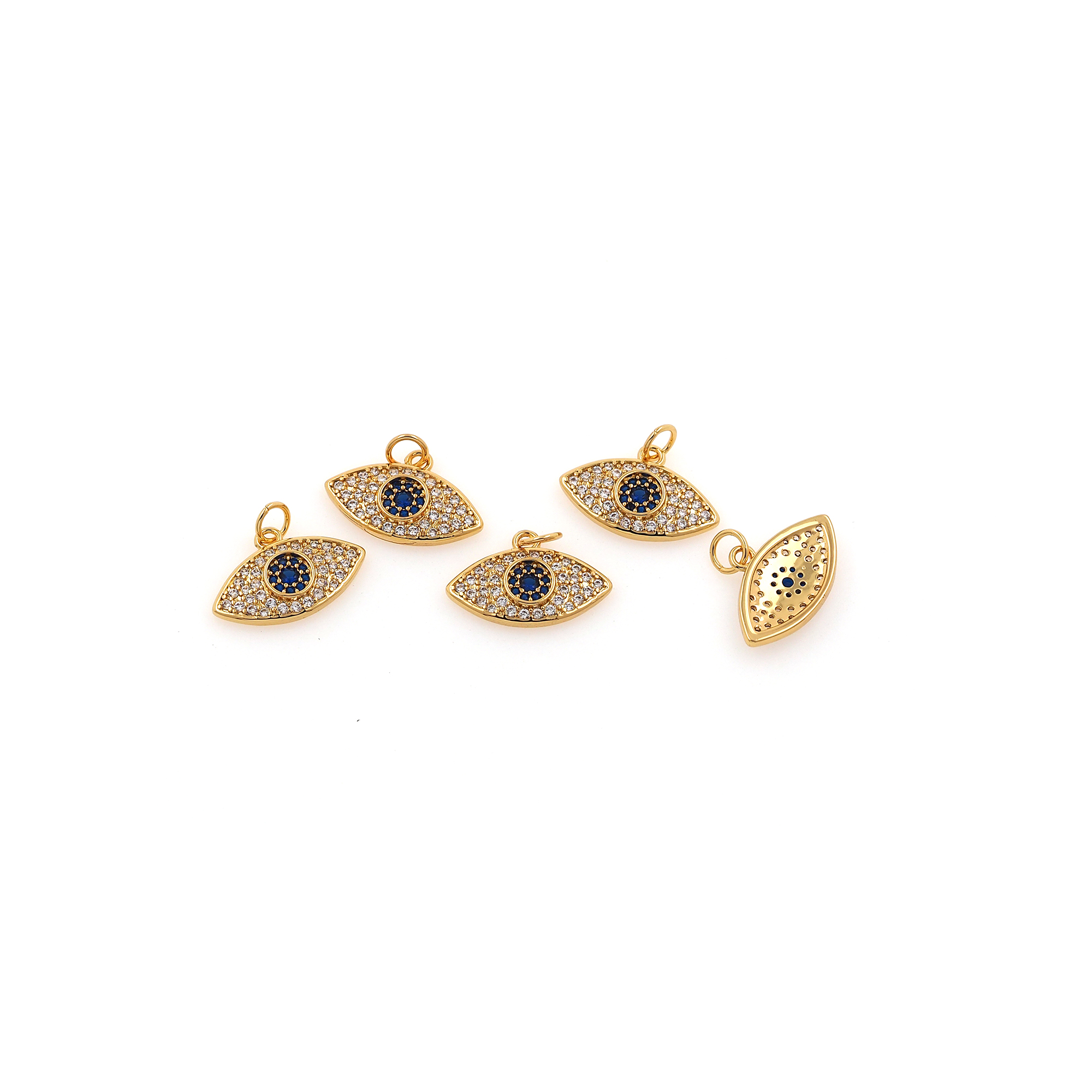 18K Gold Filled Evil Eye Pendant,Tiny Evil Eye Charm Earrings Necklace for DIY Jewelry Making Supply