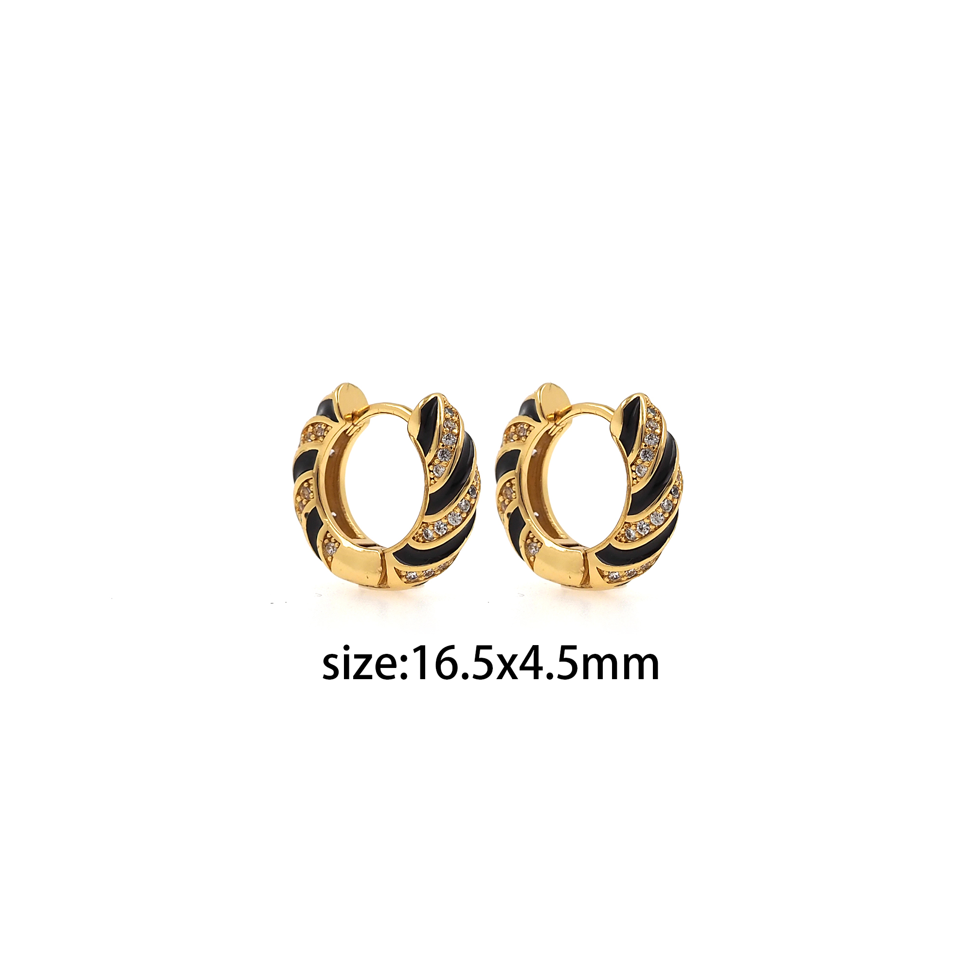 18K Gold Filled Twist Hoop Earrings,Enamel Hoops,Dainty Zirconia Earrings,Gold Hoops,Dainty CZ Hoops Huggie