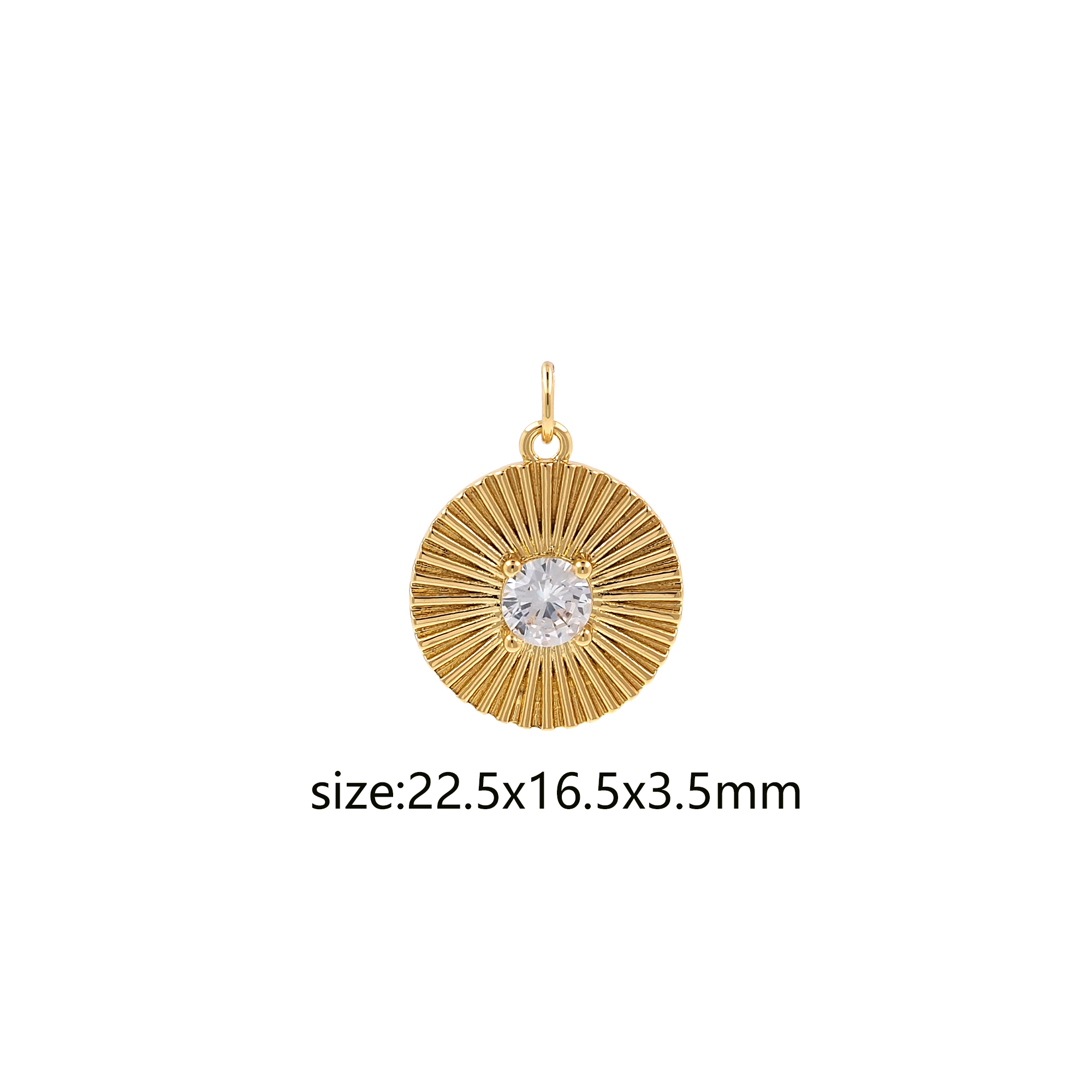 18K Gold Filled Round Pendant,CZ Micro Pave Round Charm Earrings Necklace for DIY Jewelry Making Supply