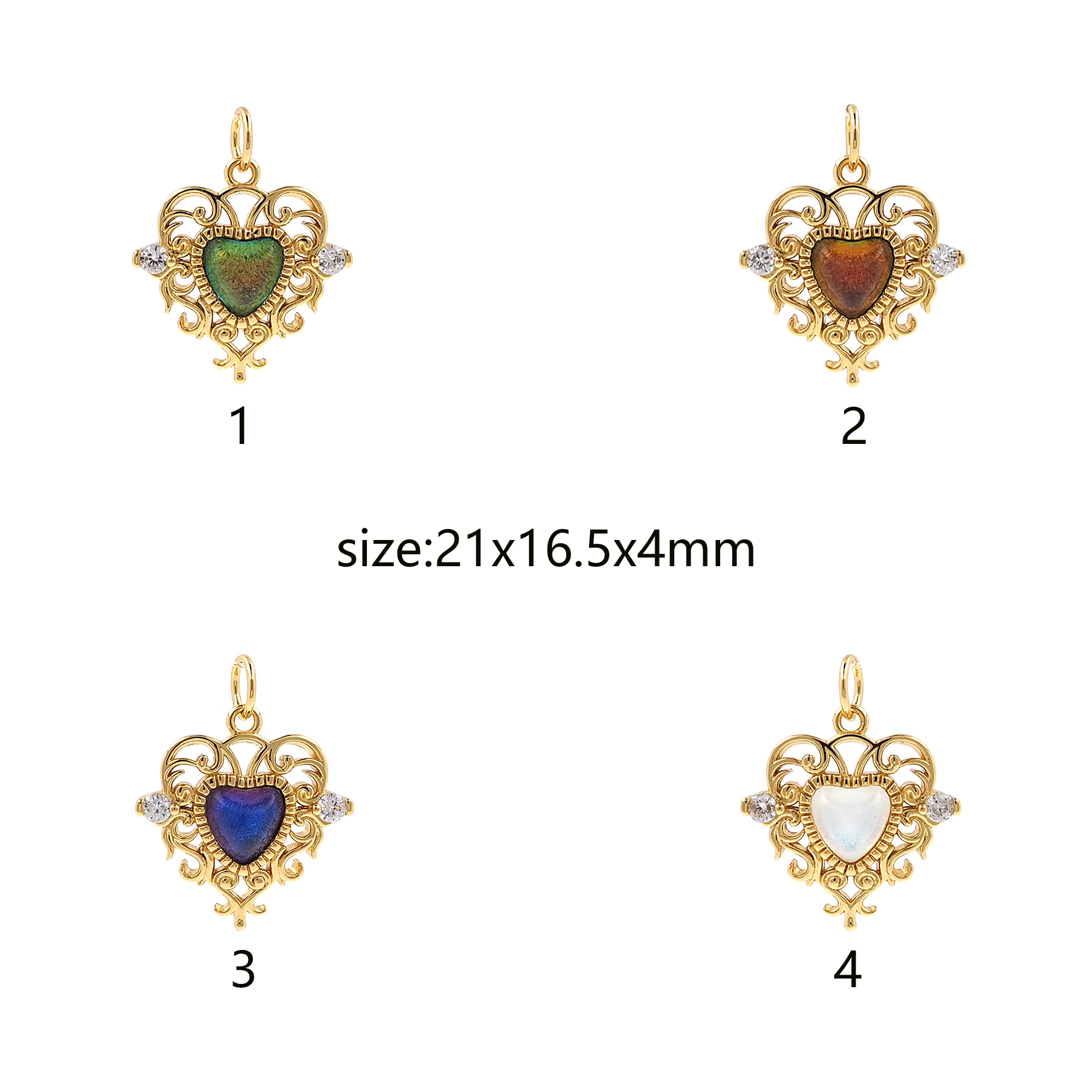 18K Gold Filled Heart Pendant,CZ Micro Pave Heart Charm Earrings Necklace for DIY Jewelry Making Supply