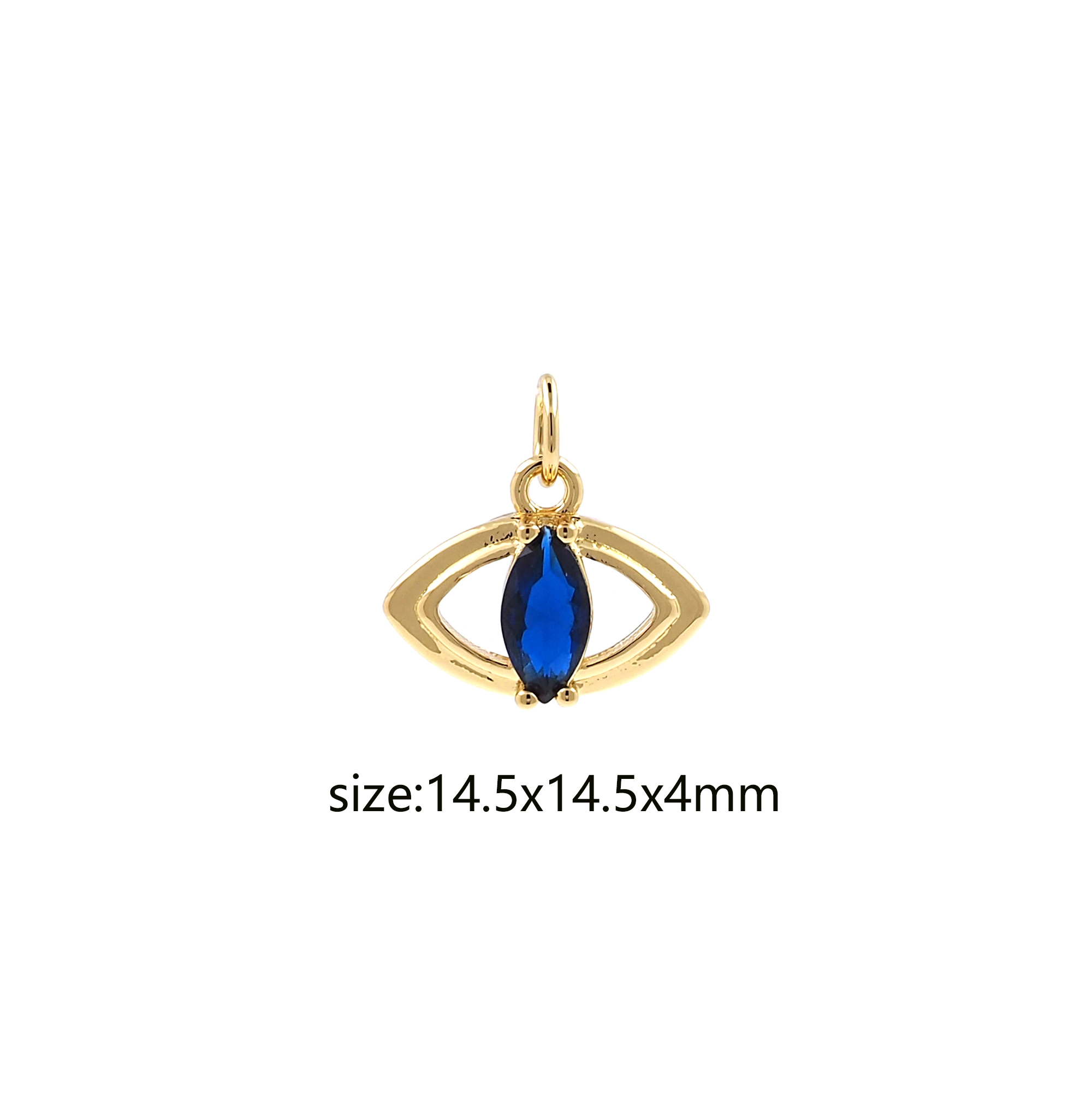 18K Gold Filled Evil Eye Pendant,CZ Micro Pave Greek Eye Charm Earrings Necklace for DIY Jewelry Making Supply