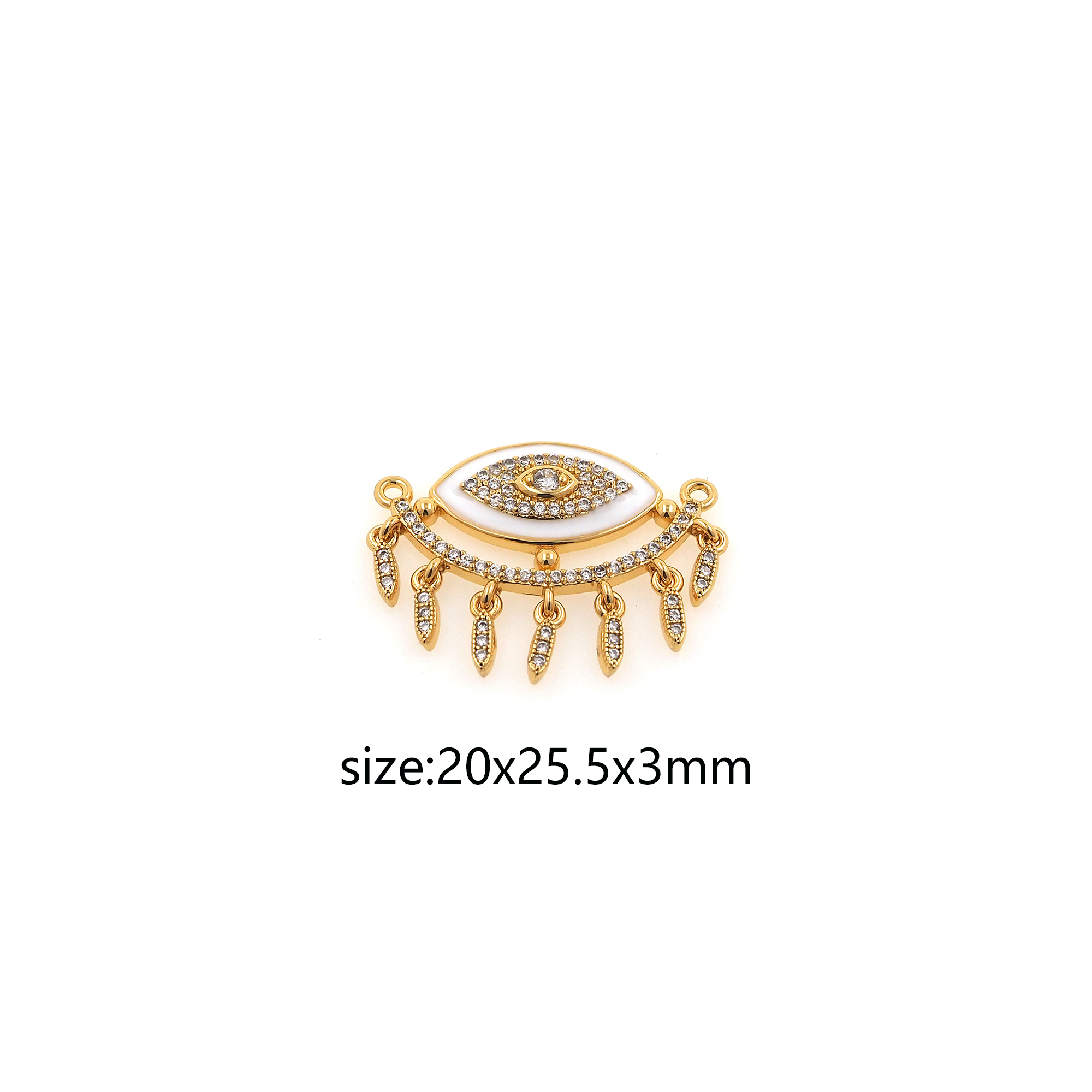 18K Gold Filled Evil Eye Pendant,CZ Micro Pave Evil Eye Charm Earrings Necklace for DIY Jewelry Making Supply