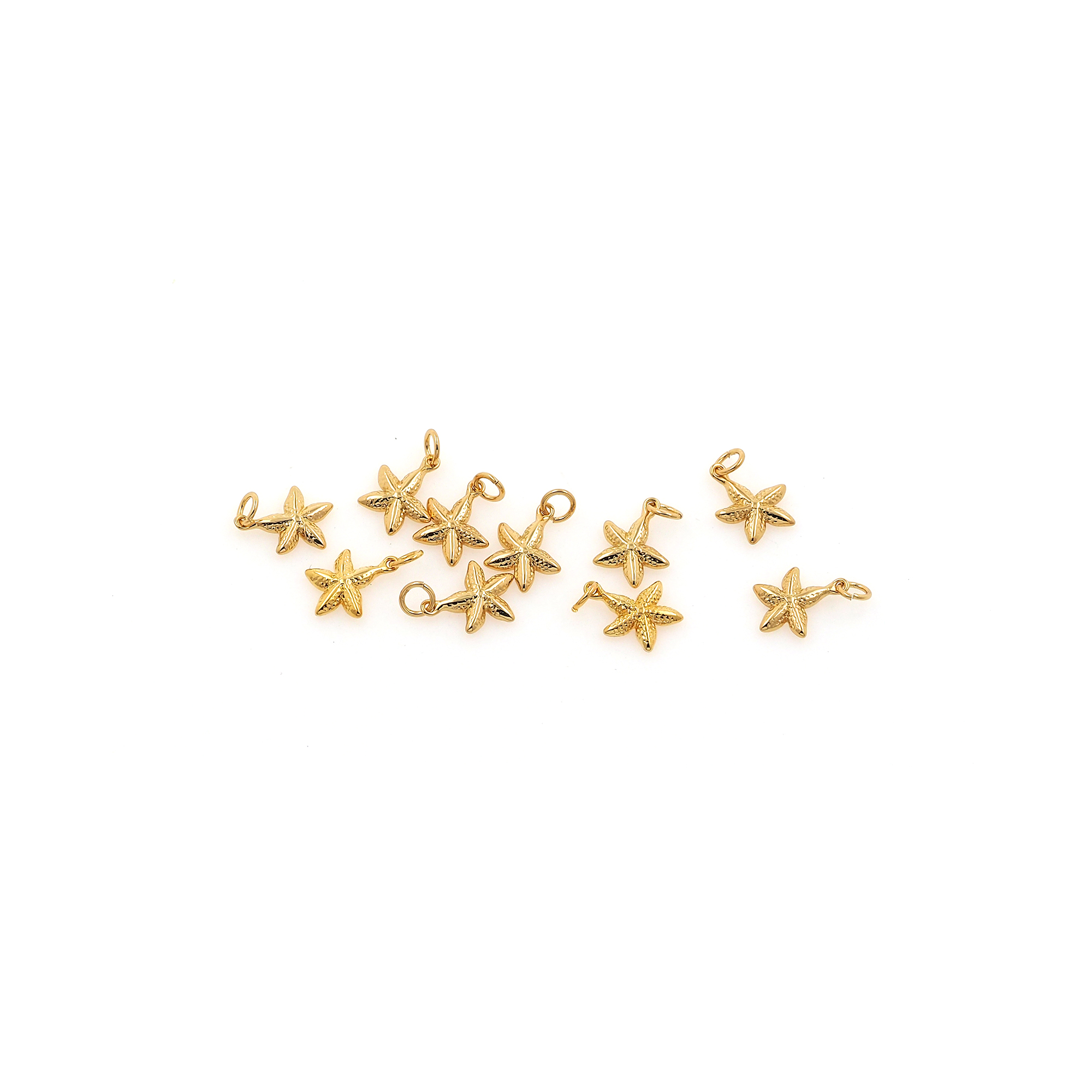 18K Gold Filled Starfish Pendant,Tiny Starfish Charm Earrings Necklace for DIY Jewelry Making Supply