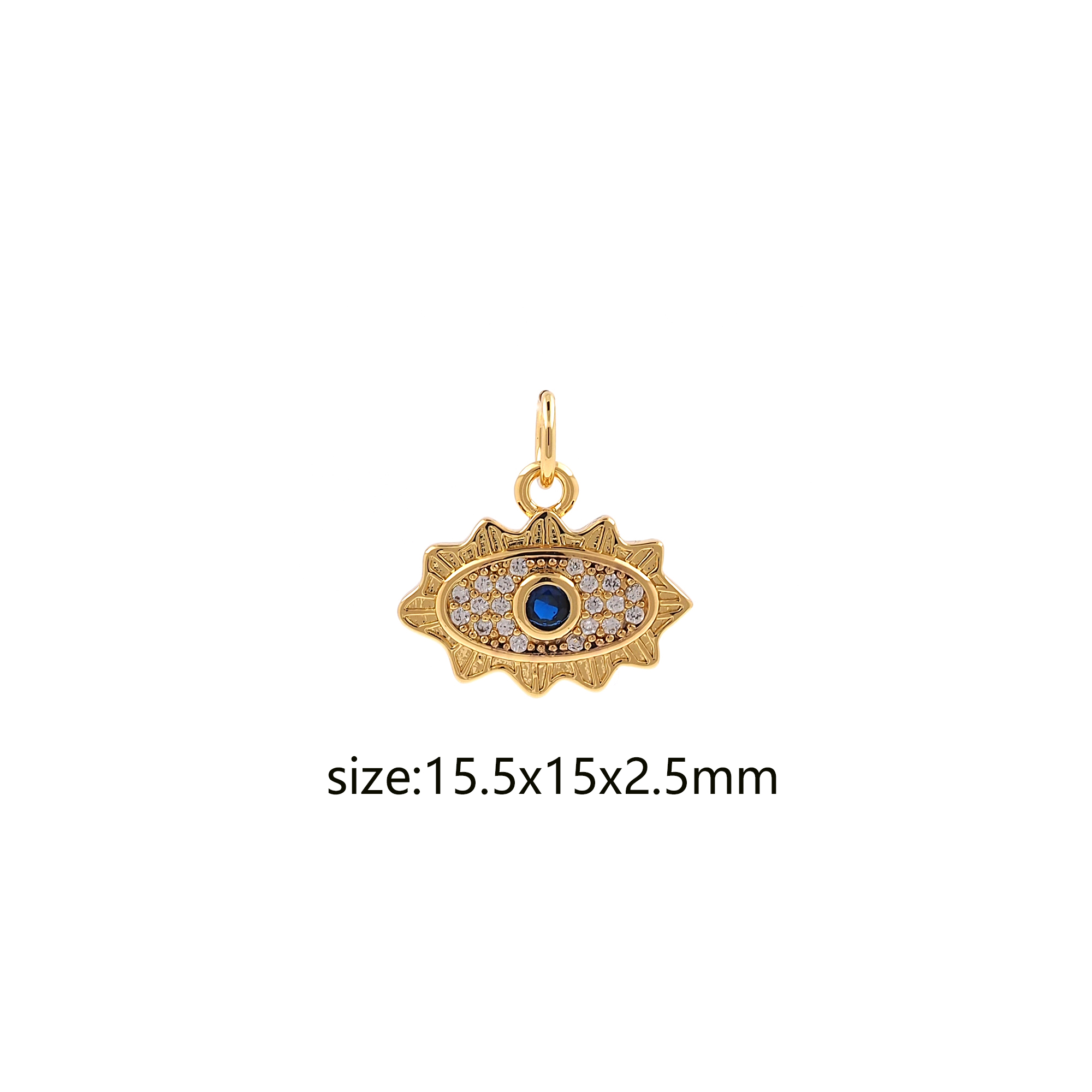 18K Gold Filled Evil Eye Pendant,Amulet Charm,CZ Micro Pave Evil Eye Earrings Necklace for DIY Jewelry Making Supply