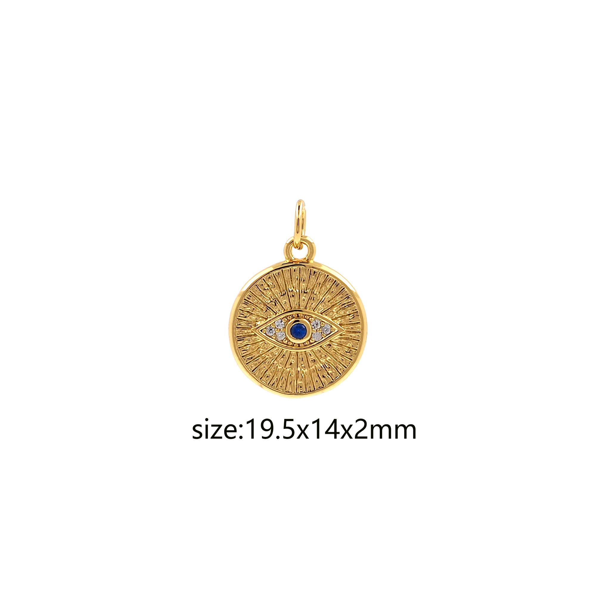 Coin Eye Pendant,18K Gold Filled Evil Eye Charm Earrings Necklace for DIY Jewelry Making Supply