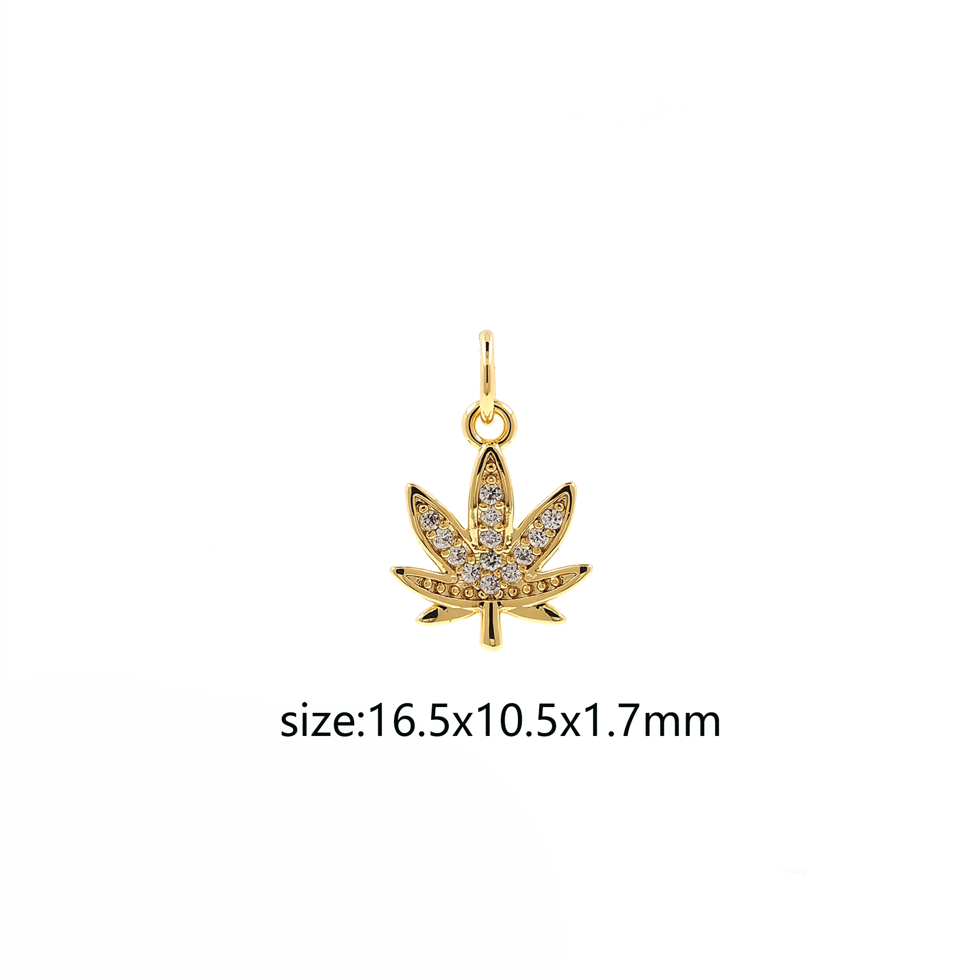 18K Gold Filled Maple Leaf Pendant,Leaf Charm,CZ Micro Pave Maple Leaf Charm Earrings Necklace for DIY Jewelry Making Supply