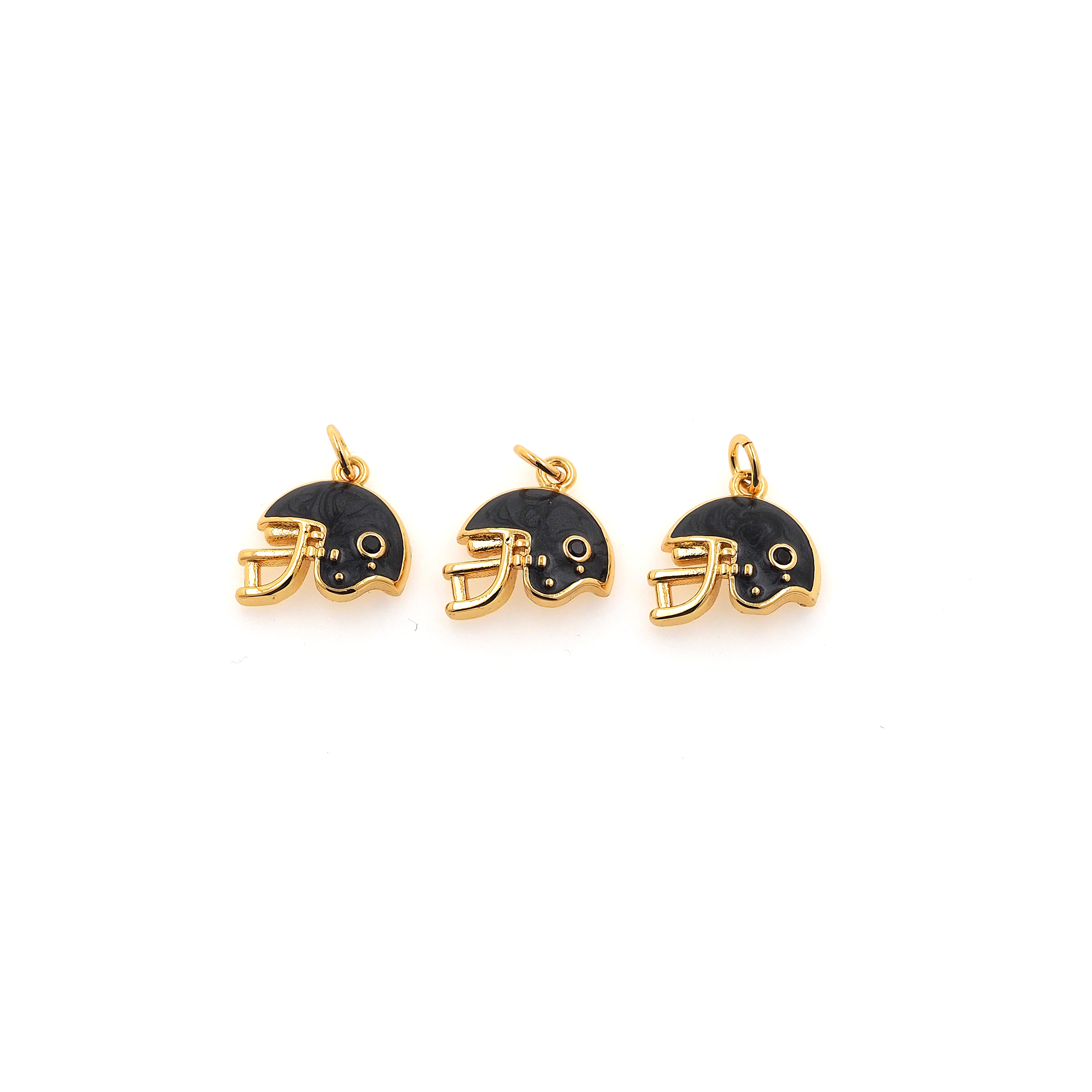 18K Gold Filled Helmet Pendant,Enamel Helmet Charm Earrings Necklace for DIY Jewelry Making Supply
