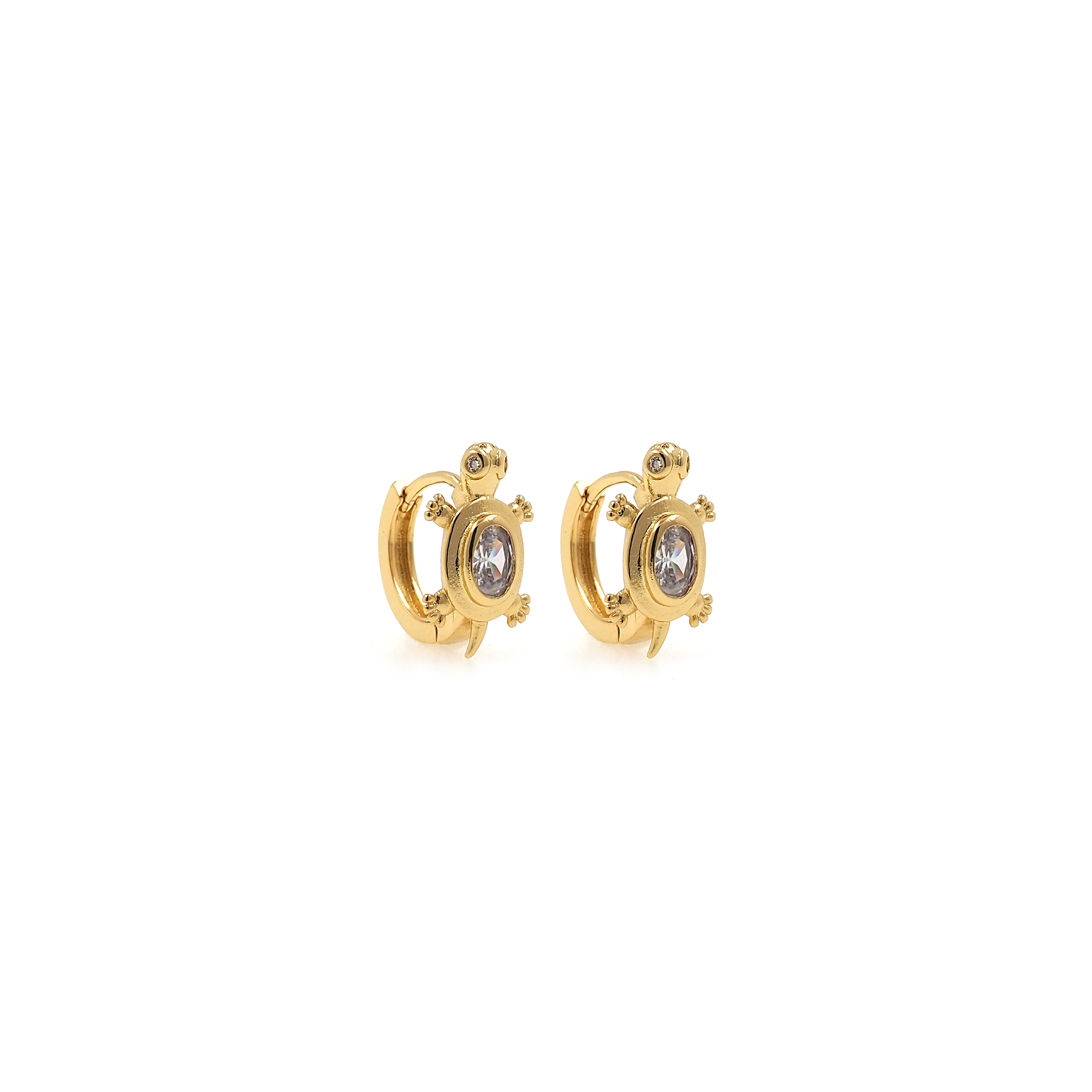 18K Gold Filled Turtle Hoop Earrings,Ocean Earrings,Dainty Zirconia Earrings,Gold Hoops,Dainty CZ Hoops Huggie