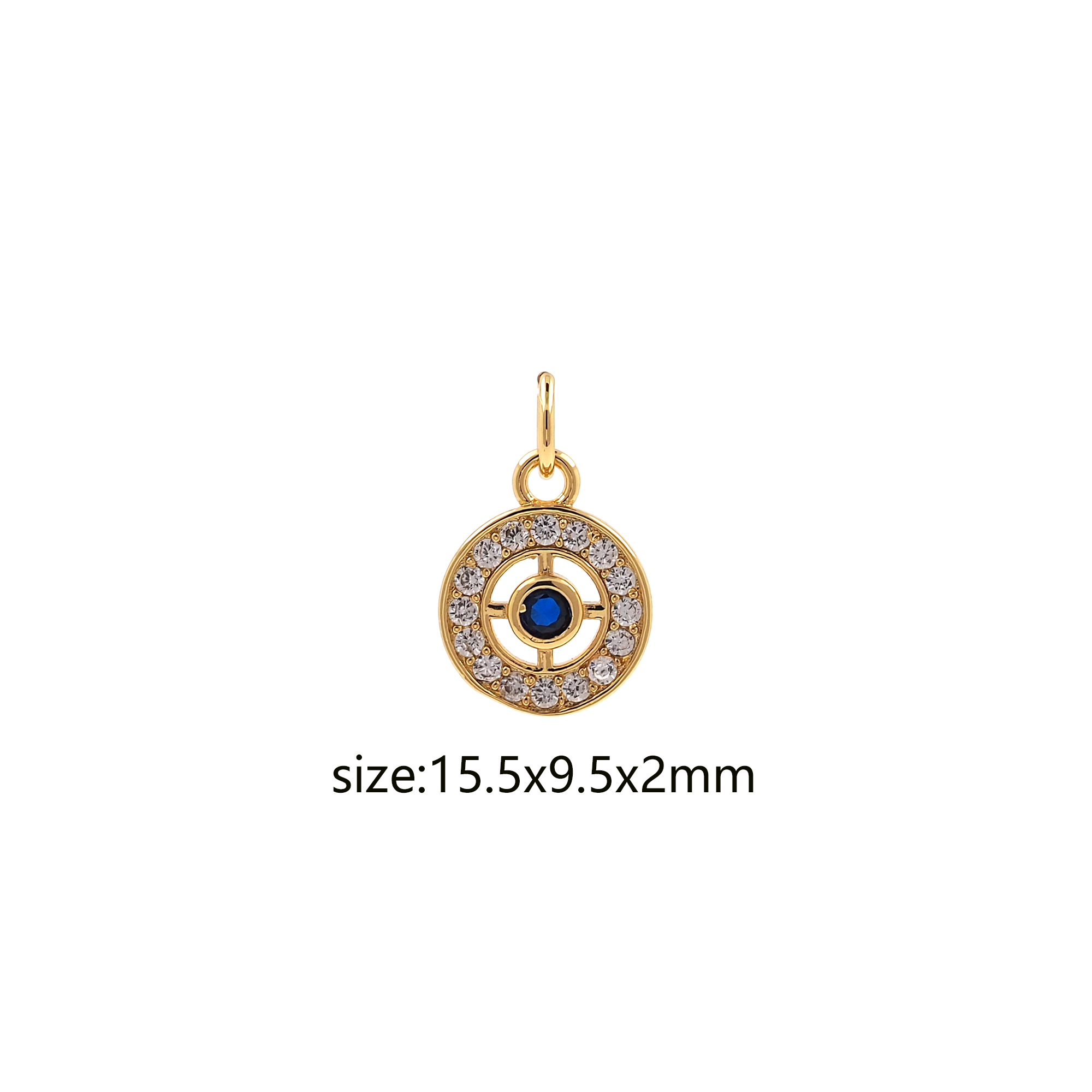 Tiny Evil Eye Pendant,18K Gold Filled Round Eye Charm Earrings Necklace for DIY Jewelry Making Supply