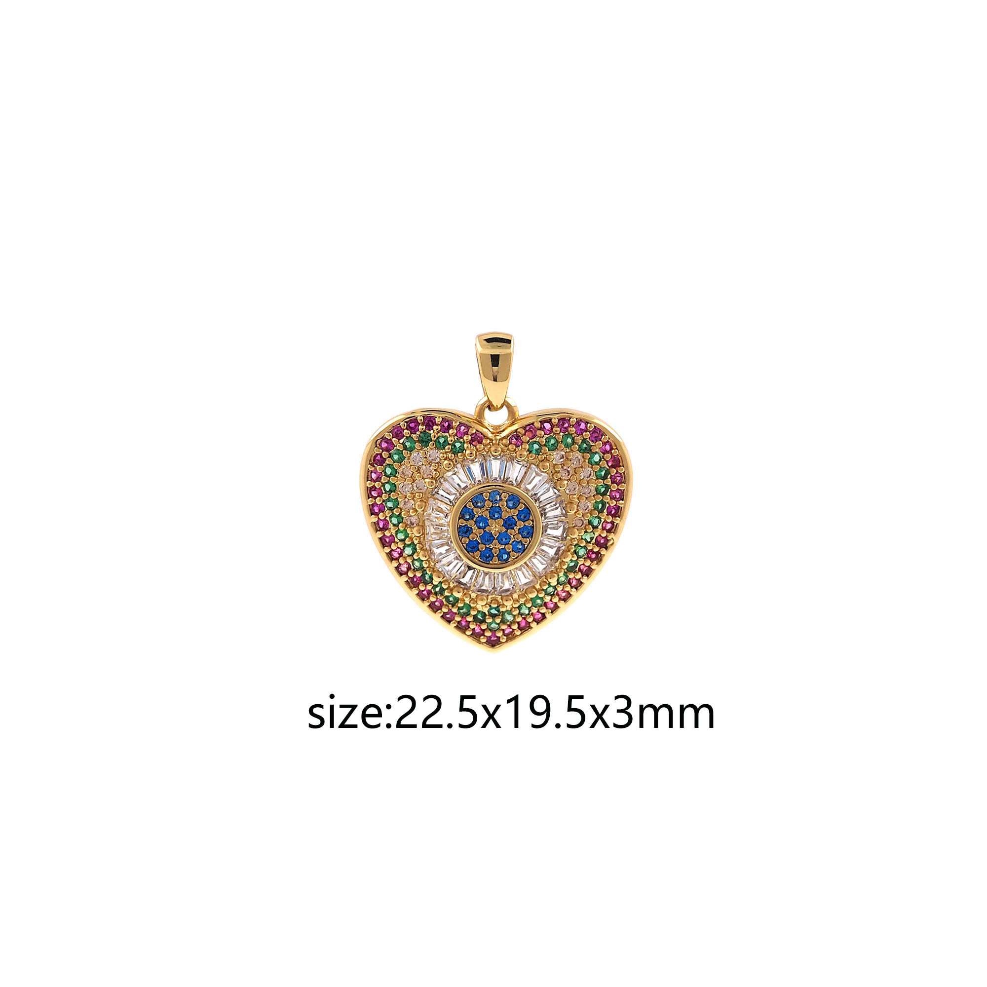 18K Gold Filled Heart Pendant,CZ Micro Pave Heart Charm Earrings Necklace for DIY Jewelry Making Supply