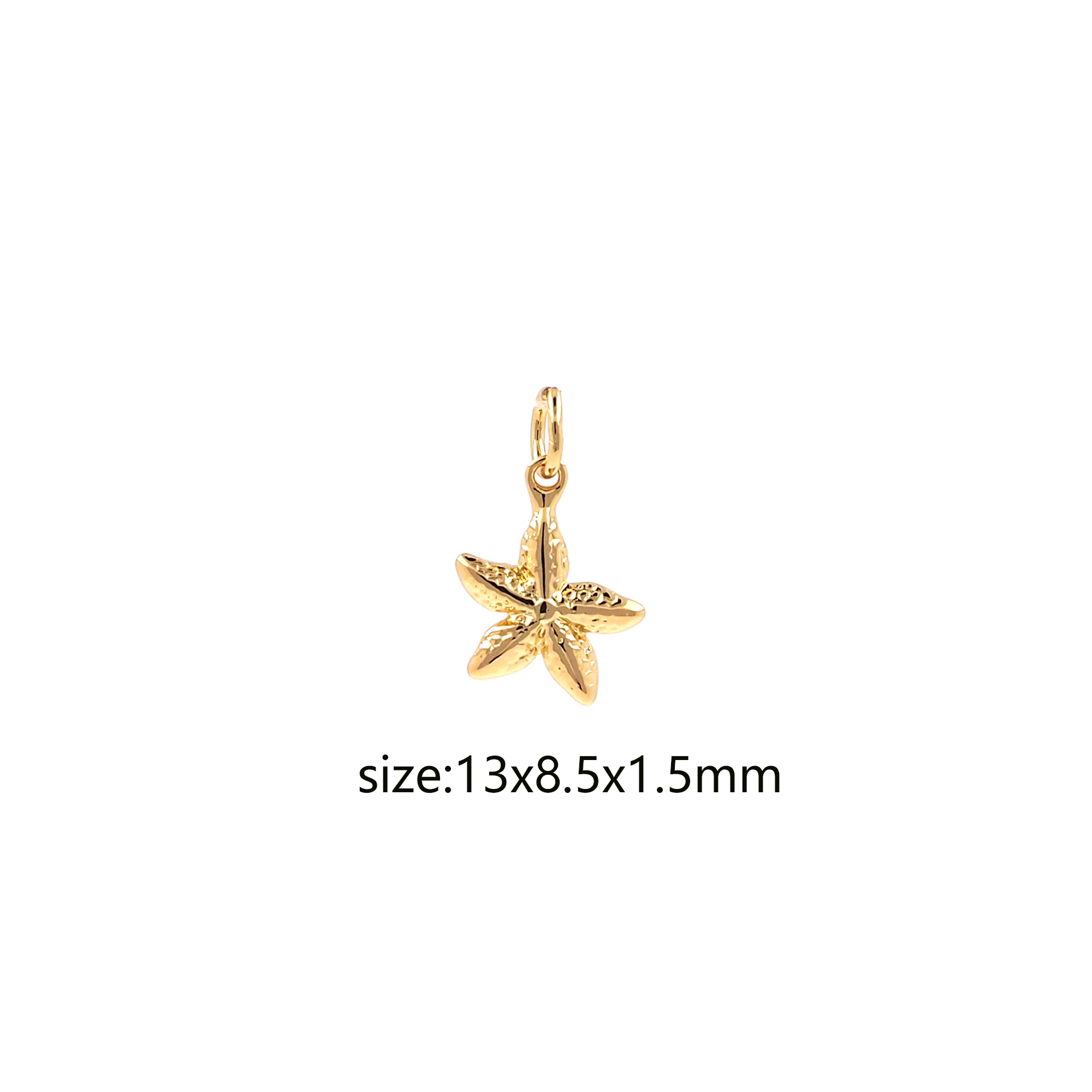 18K Gold Filled Starfish Pendant,Tiny Starfish Charm Earrings Necklace for DIY Jewelry Making Supply