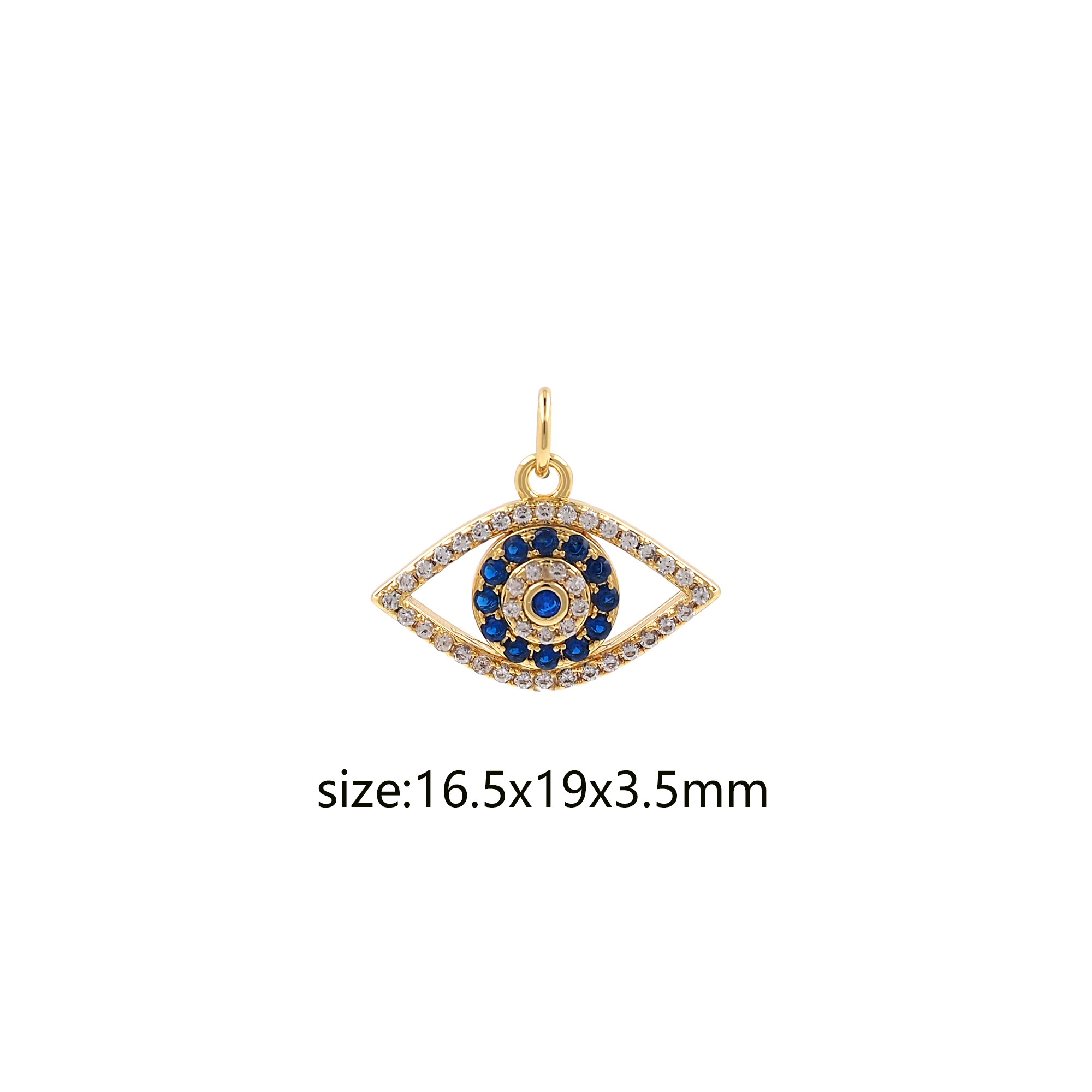 18K Gold Filled Evil Eye Pendant,CZ Micro Pave Evil Eye Charm Earrings Necklace for DIY Jewelry Making Supply