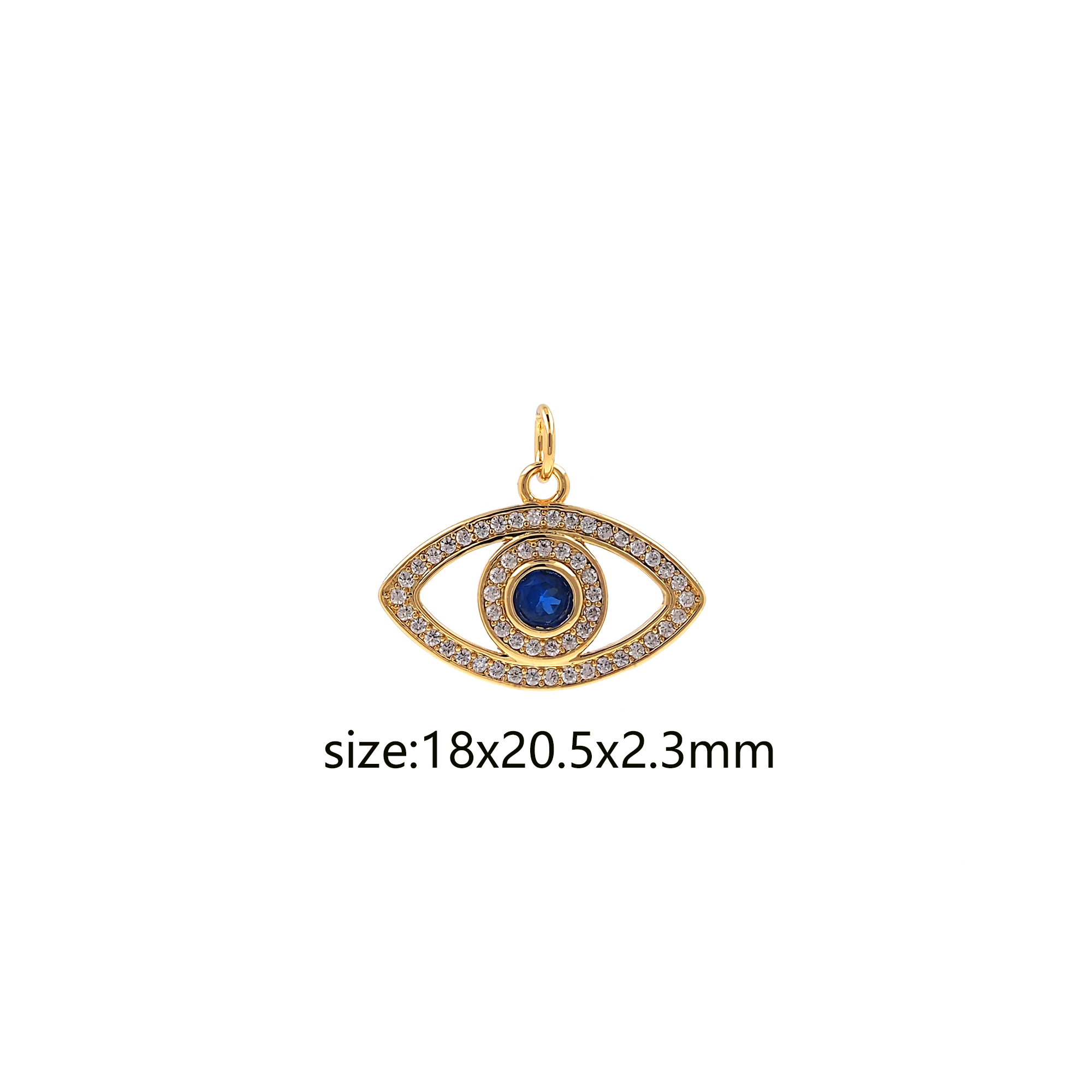 18K Gold Filled Evil Eye Pendant,CZ Micro Pave Greek Eye Charm Earrings Necklace for DIY Jewelry Making Supply