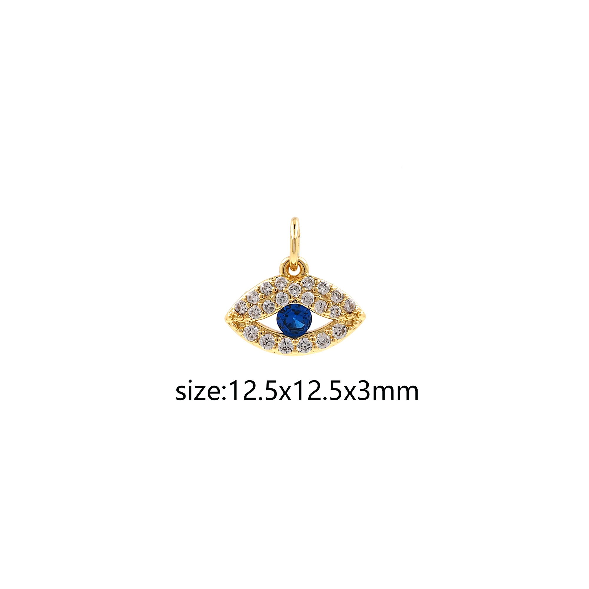 18K Gold Filled Evil Eye Pendant,Amulet Charm,Tiny Evil Eye Earrings Necklace for DIY Jewelry Making Supply