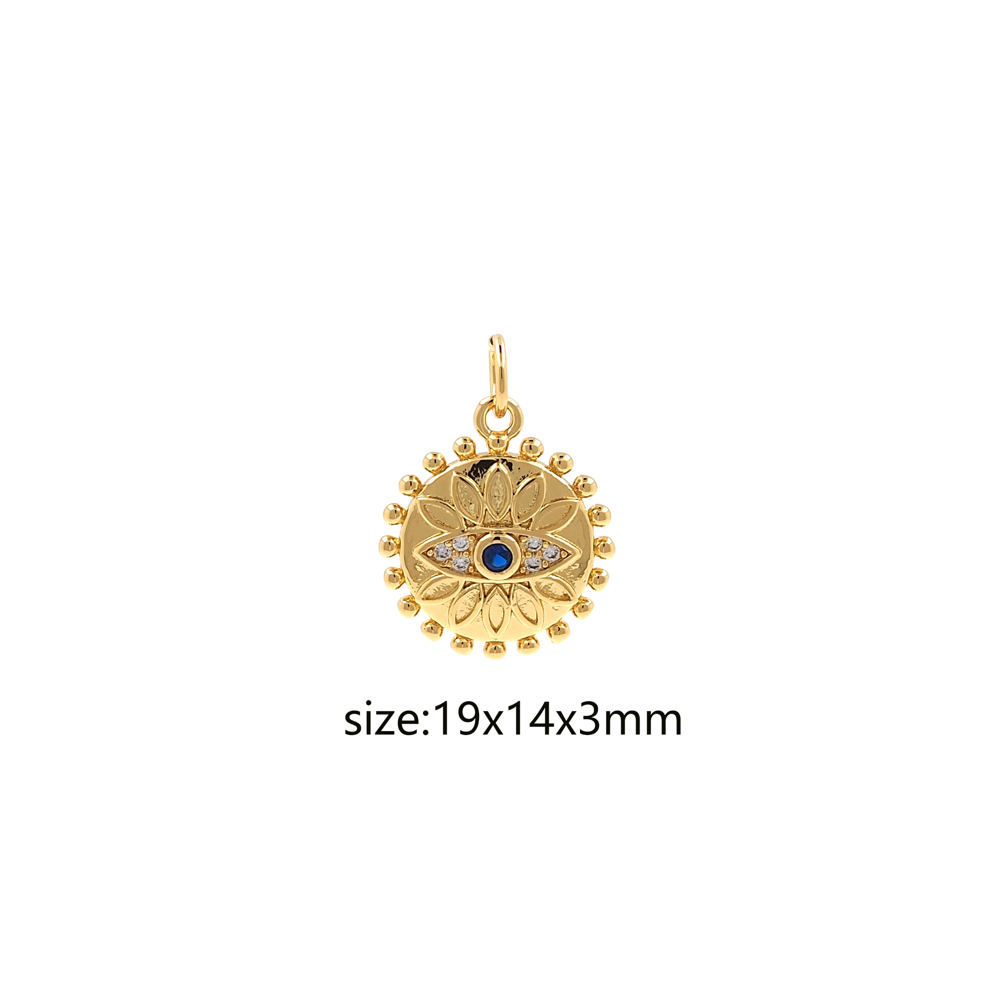 CZ Micro Pave Amulet Pendant,18K Gold Filled Evil Eye Charm Earrings Necklace for DIY Jewelry Making Supply