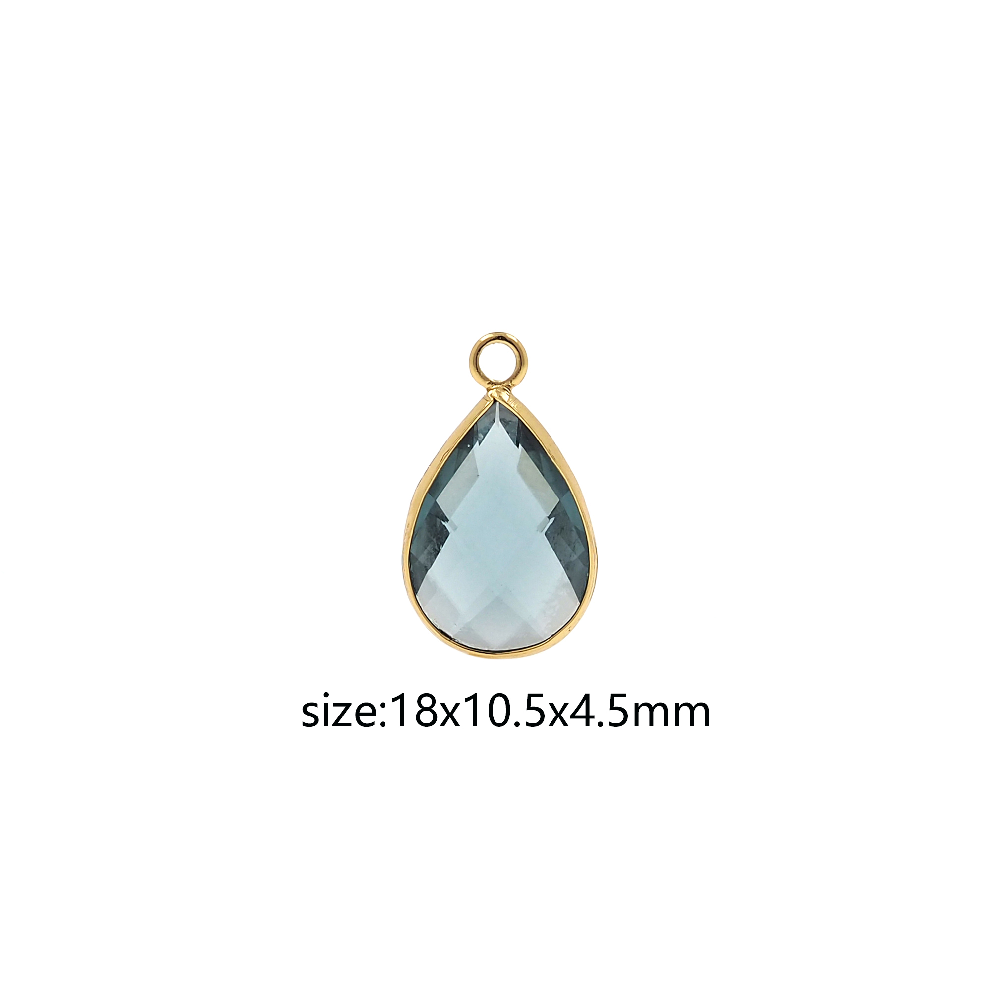 18K Gold Filled Teardrop Pendant,Crystal Water Drop Charm Earrings Necklace for DIY Jewelry Making Supply