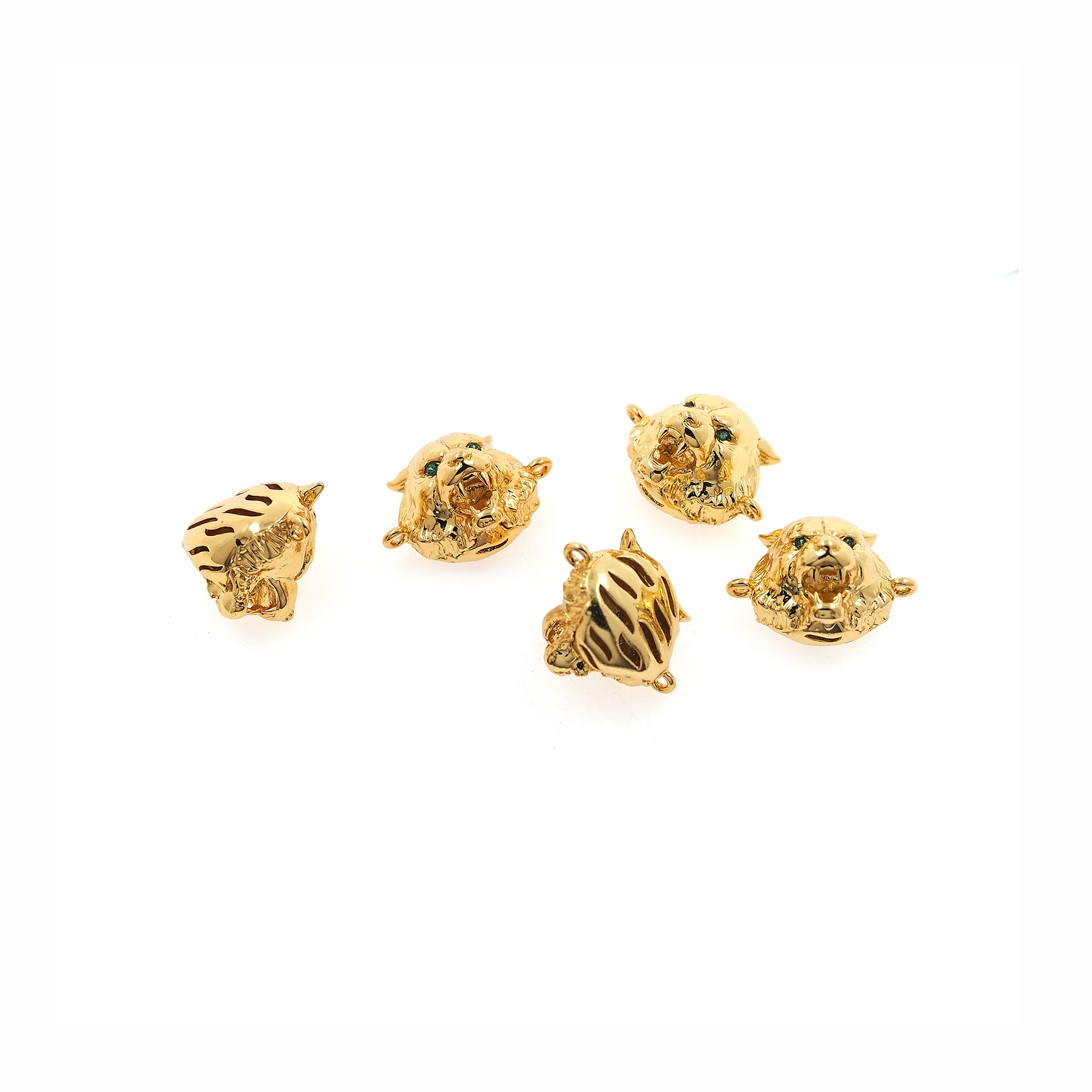 18K Gold Filled Tiger Connector,Animal Charm Necklace Bracelet for DIY Jewelry Making Supply