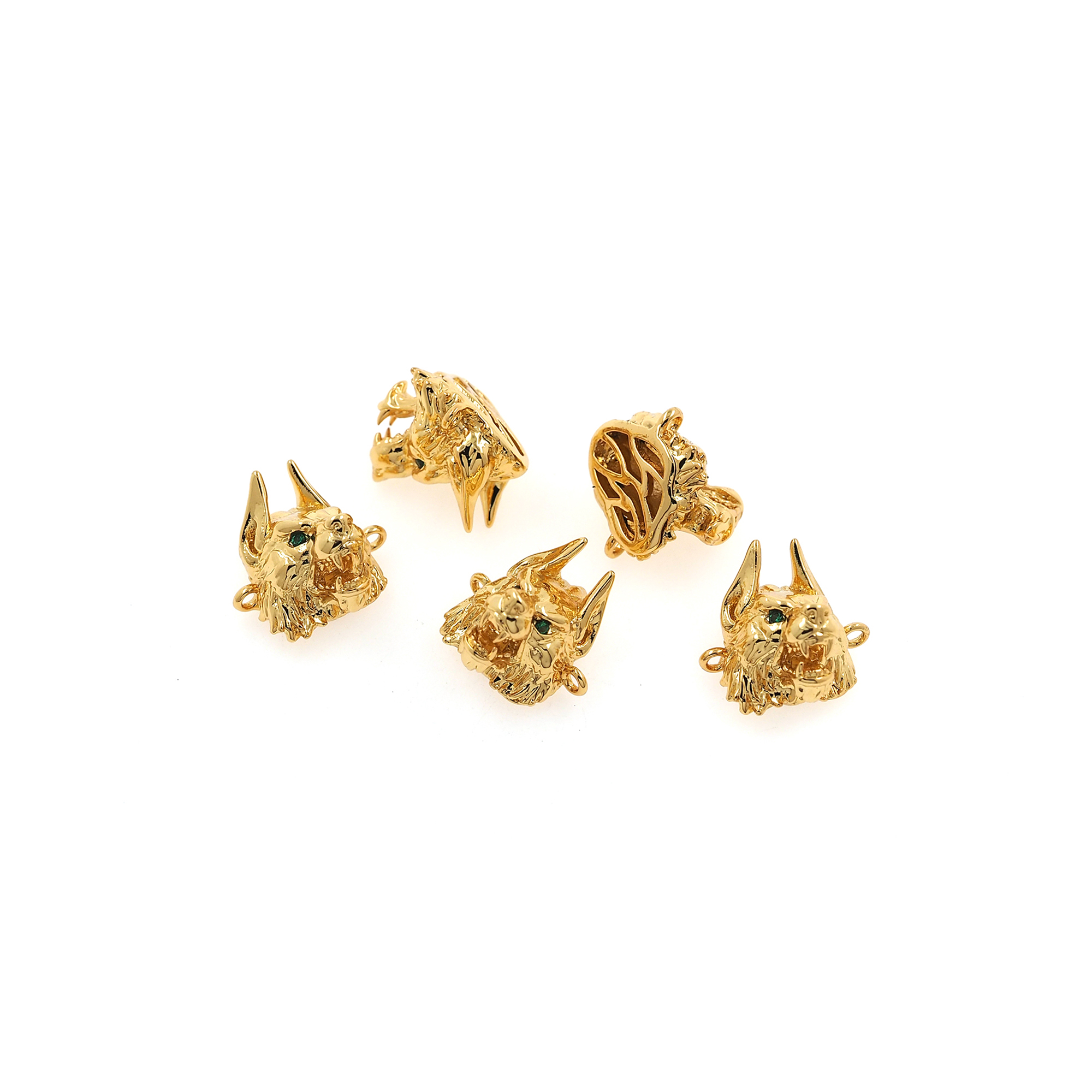 18K Gold Filled Tiger Connector,Animal Charm Necklace Bracelet for DIY Jewelry Making Supply