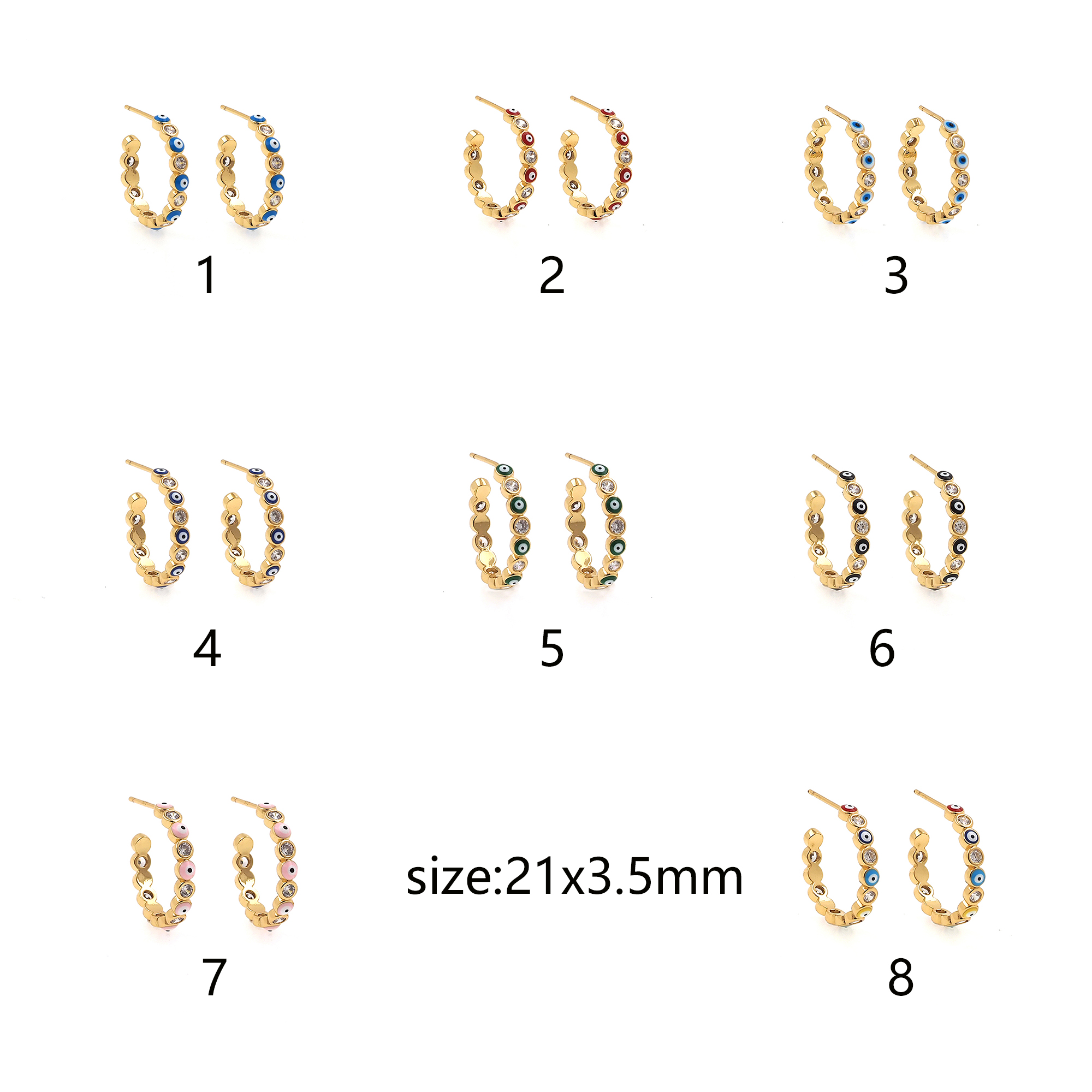 18K Gold Filled Evil Eye Hoops,Colorful Enamel Earrings,Evil Eye Enamel Earrings,Gold Hoop Earrings,Huggie Earrings