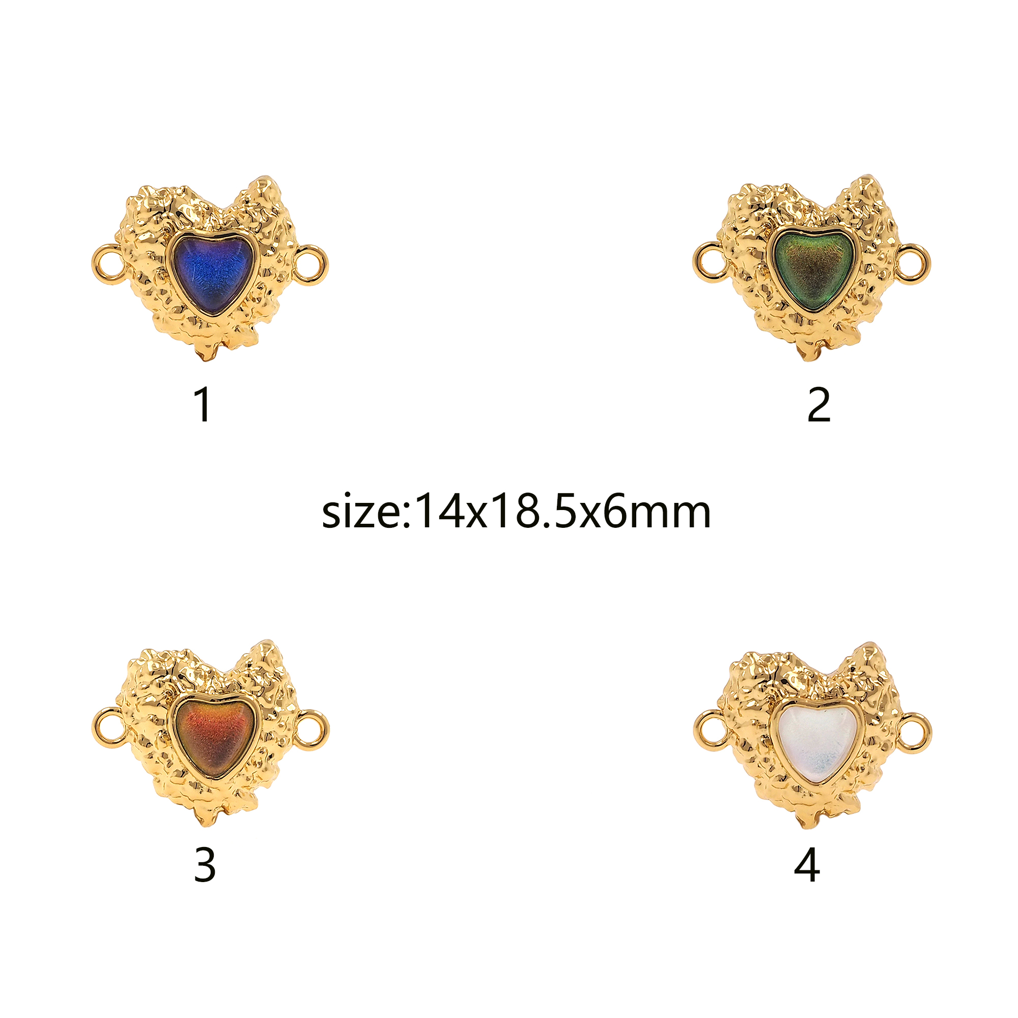 18K Gold Filled Heart Connector,Dainty Heart Charm Necklace Bracelet for DIY Jewelry Making Supply