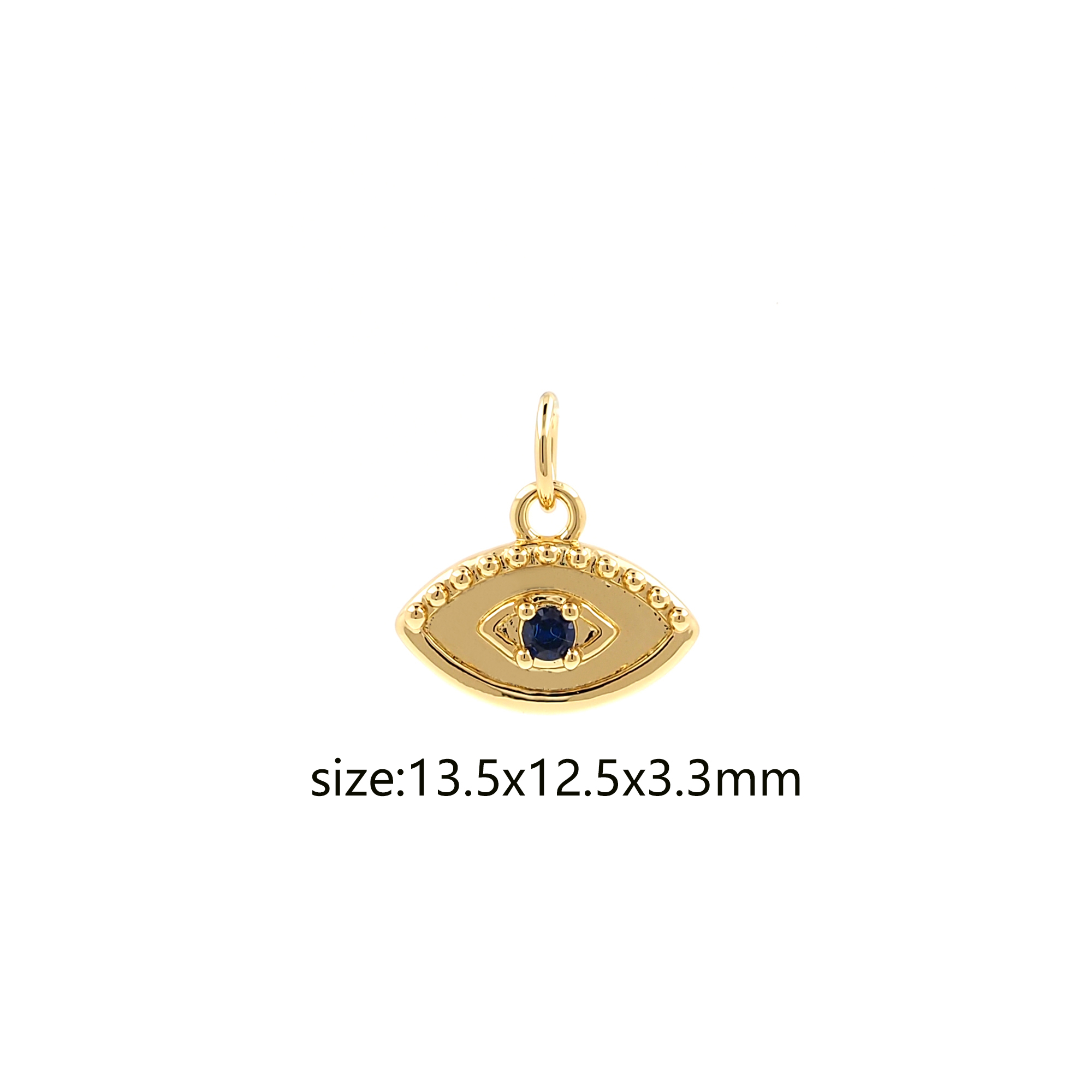 18K Gold Filled Evil Eye Pendant,Amulet Charm,Tiny Evil Eye Earrings Necklace for DIY Jewelry Making Supply