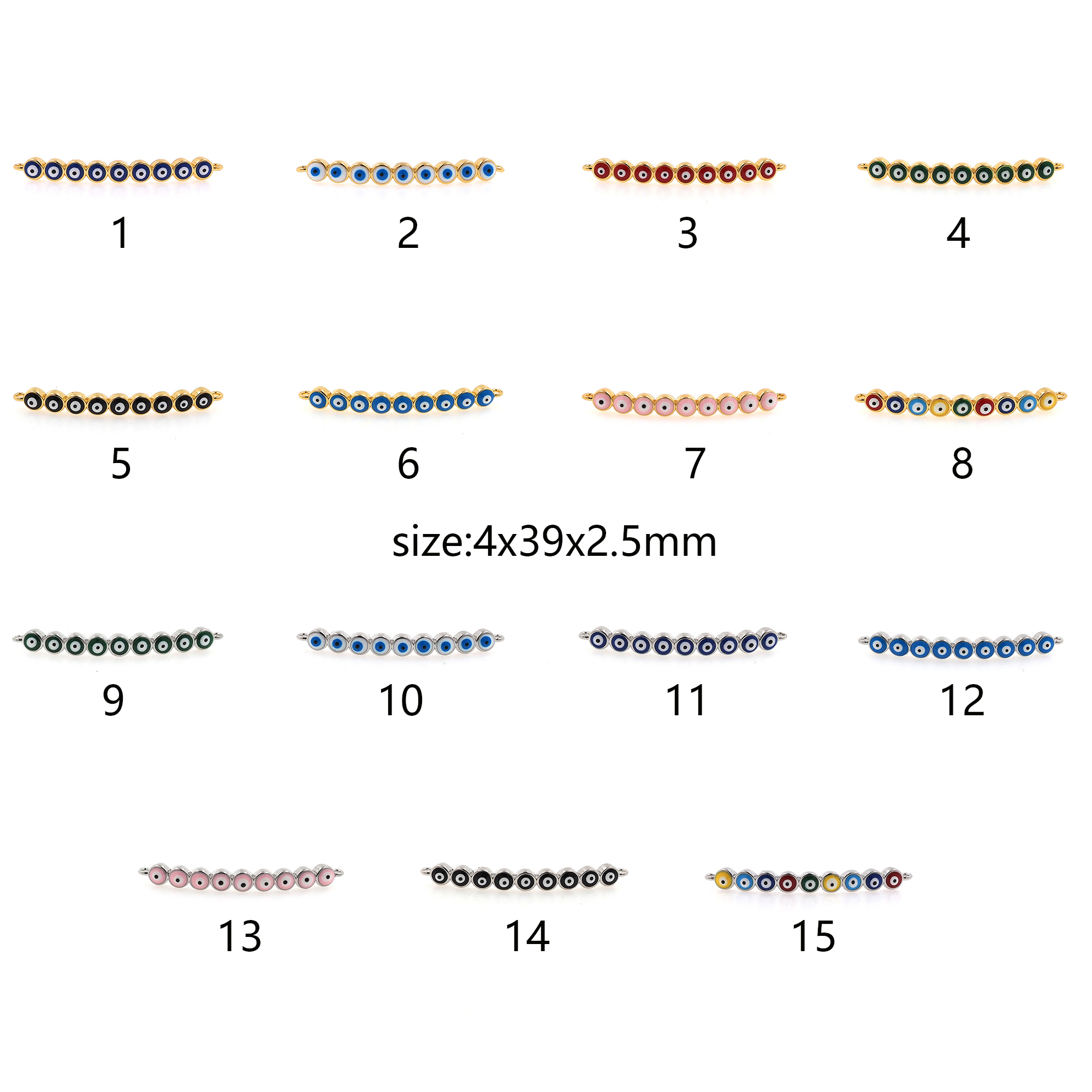 18K Gold Filled Evil Eye Connector,Enamel Evil Eye Charm Necklace Bracelet for DIY Jewelry Making Supply