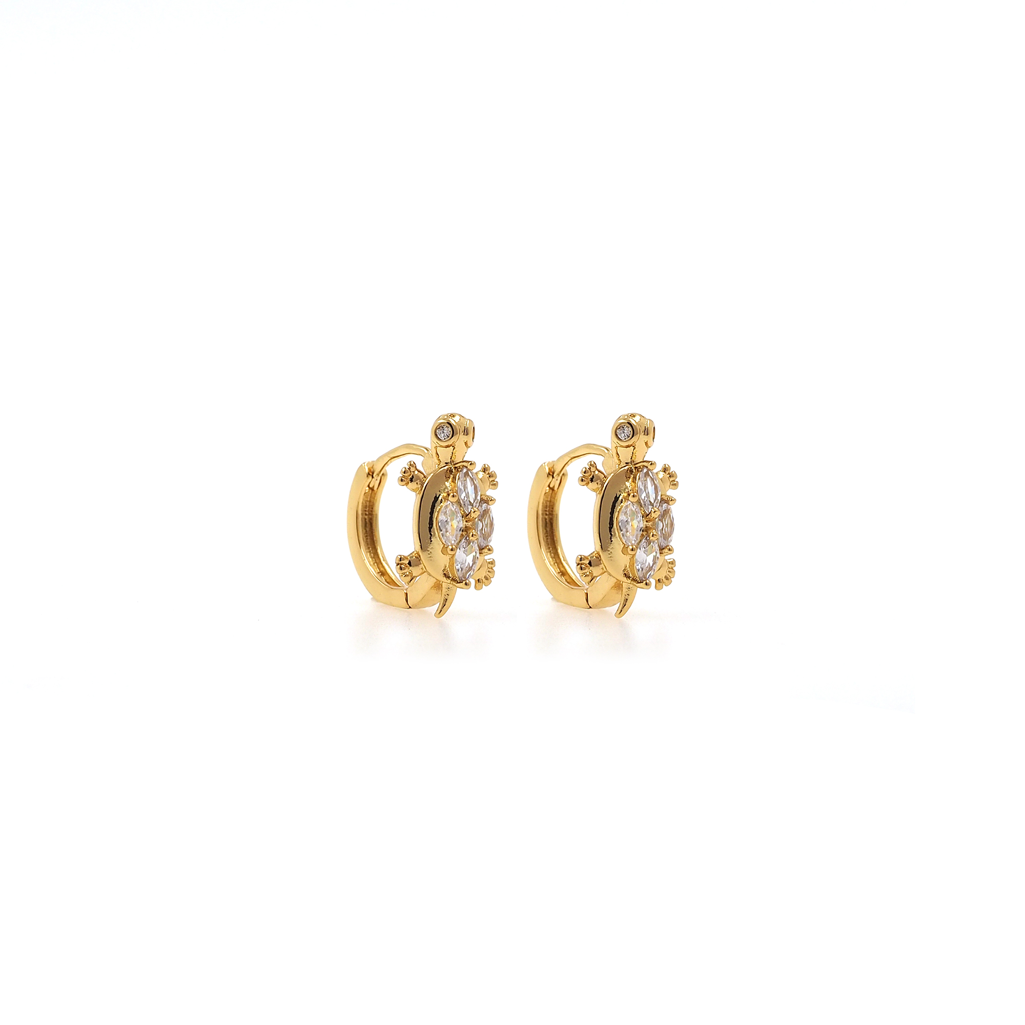 18K Gold Filled Turtle Hoop Earrings,Ocean Earrings,Dainty Zirconia Earrings,Gold Hoops,Dainty CZ Hoops Huggie